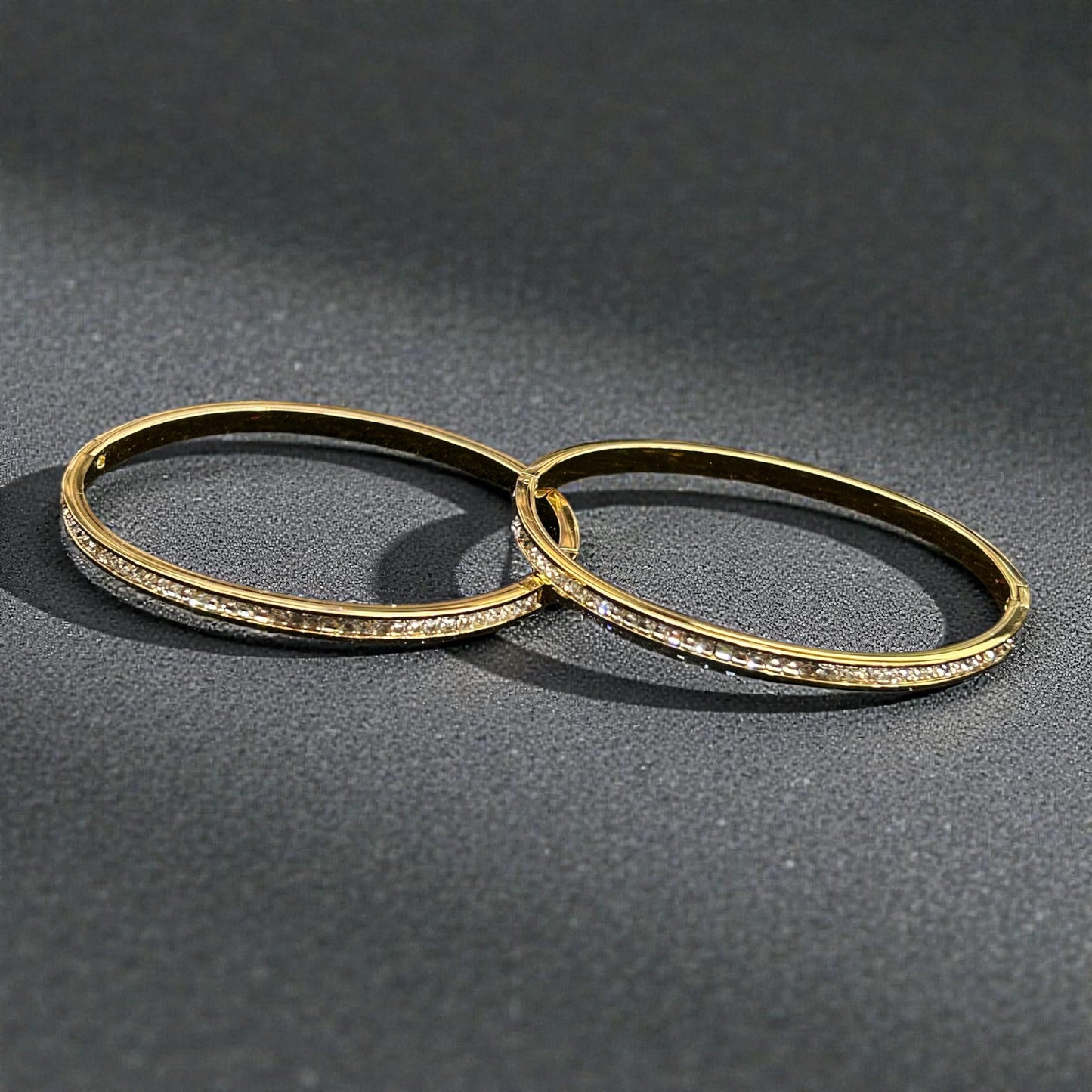 Gold-Tone Slim Crystal-Studded Openable anti tarnish