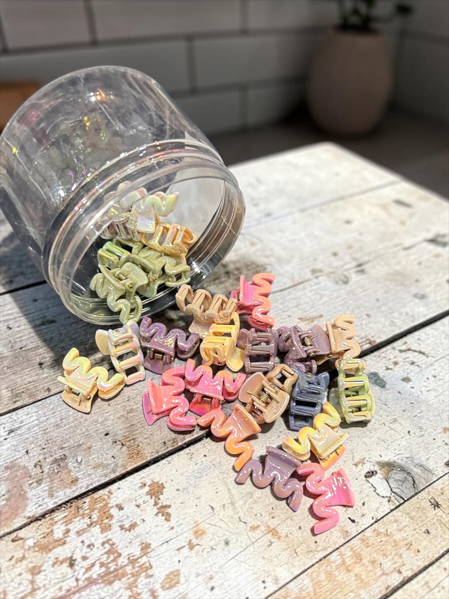 Pastel Mini Claw Clips Jar Set | Korean Style Hair Clutcher Collection( pack of 24)
