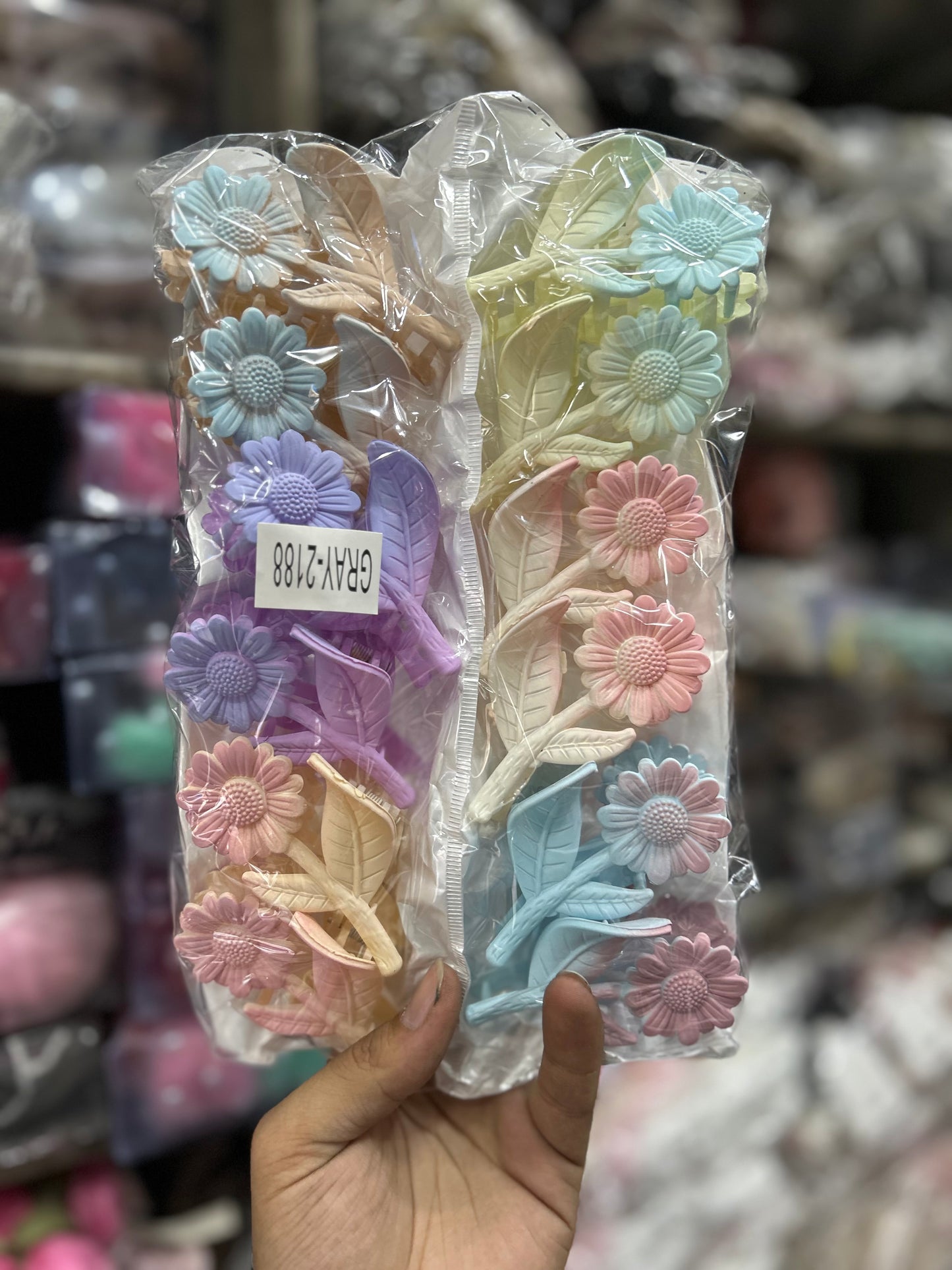 Korean Daisy Flower Claw Hair Clips Set ( pack of 12)