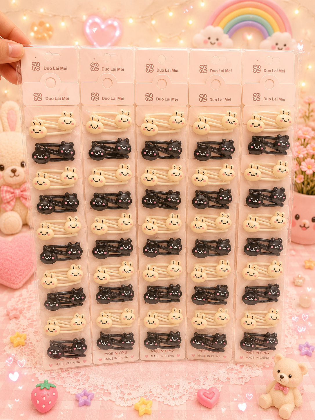 Cute kawaii hair tik Tak clip of kids(pack of 1 strip 10 pair)