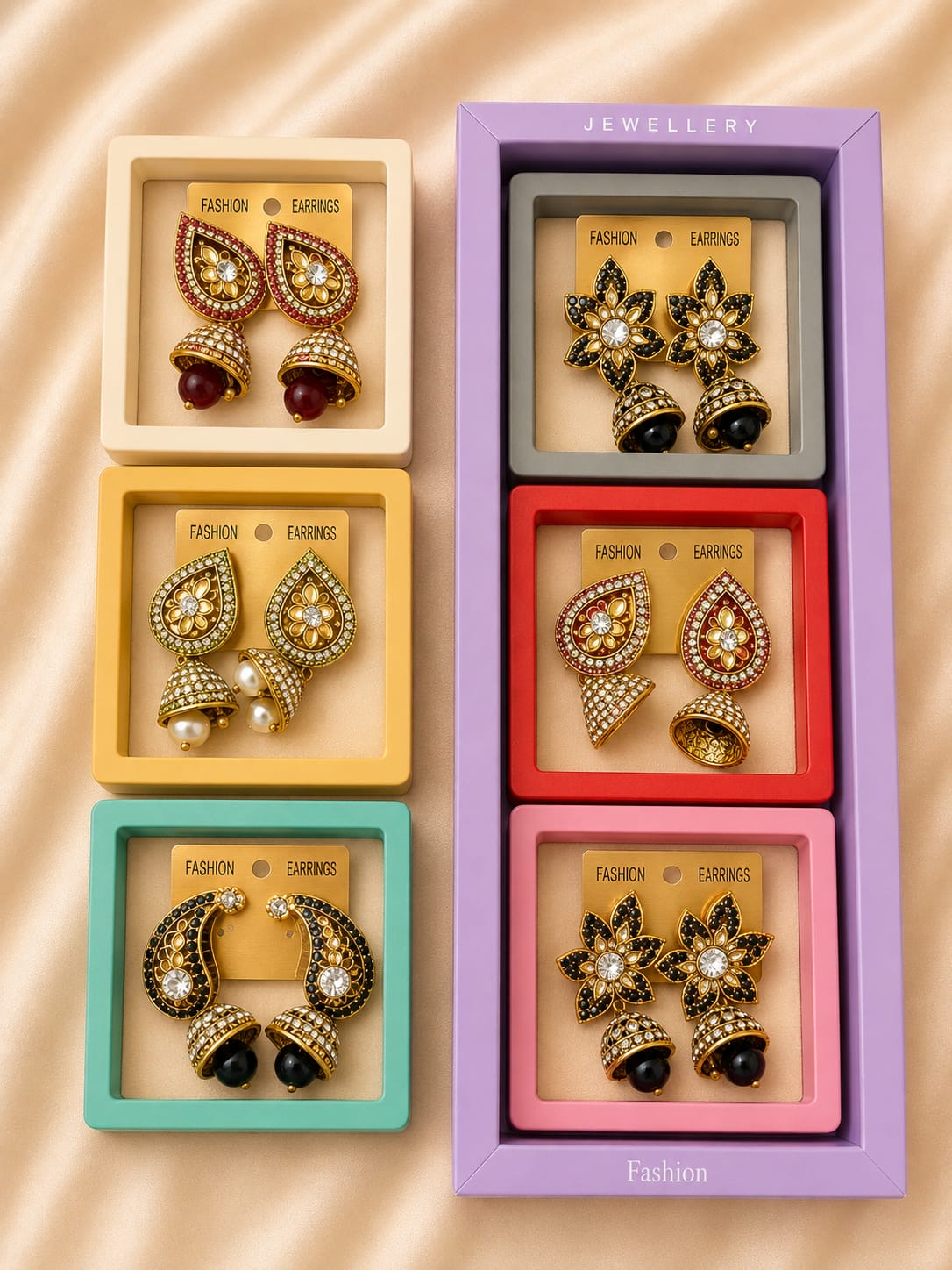 Indian style earrings for woman (pack of 6)