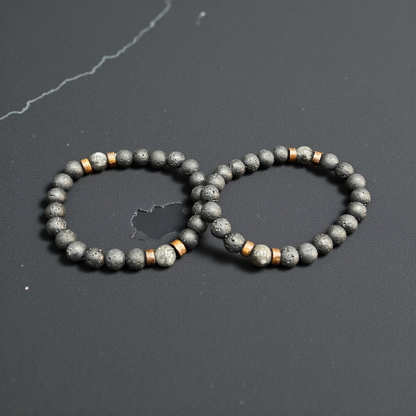 Lava Stone Beaded Bracelet for Men | Natural Matte Beads | Stretchable Minimal Jewelry( pack of 6)