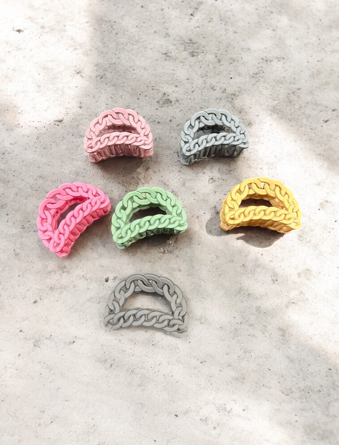 Korean Chain Design Hair Claw Clips – Trendy Matte Clutcher( pack of 12)