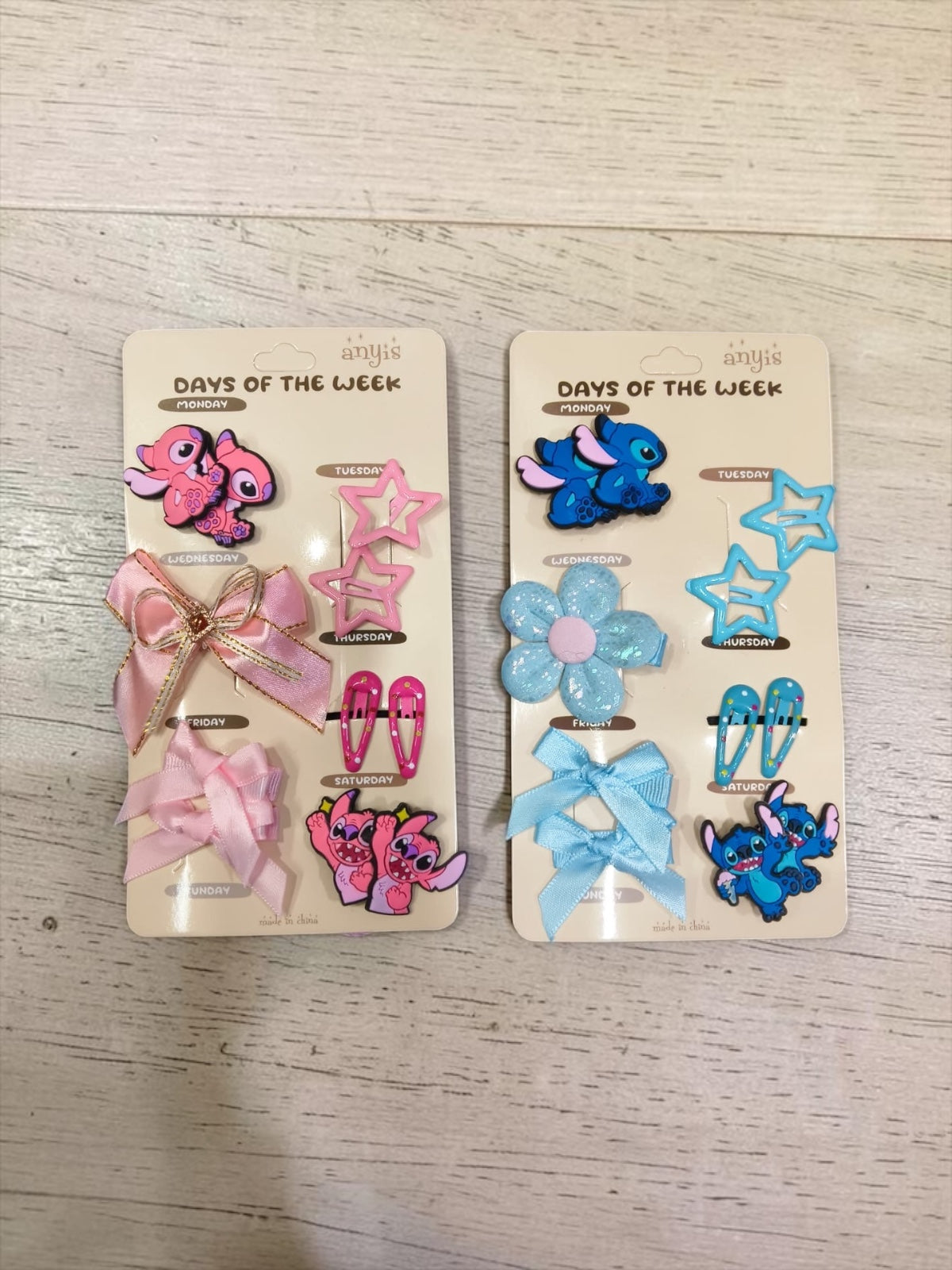 Cute Cartoon Hair Clip Set for Girls | 7 Days of the Week Hair Accessories Combo | Kawaii Character Hair Clips(pack of 12 cards)