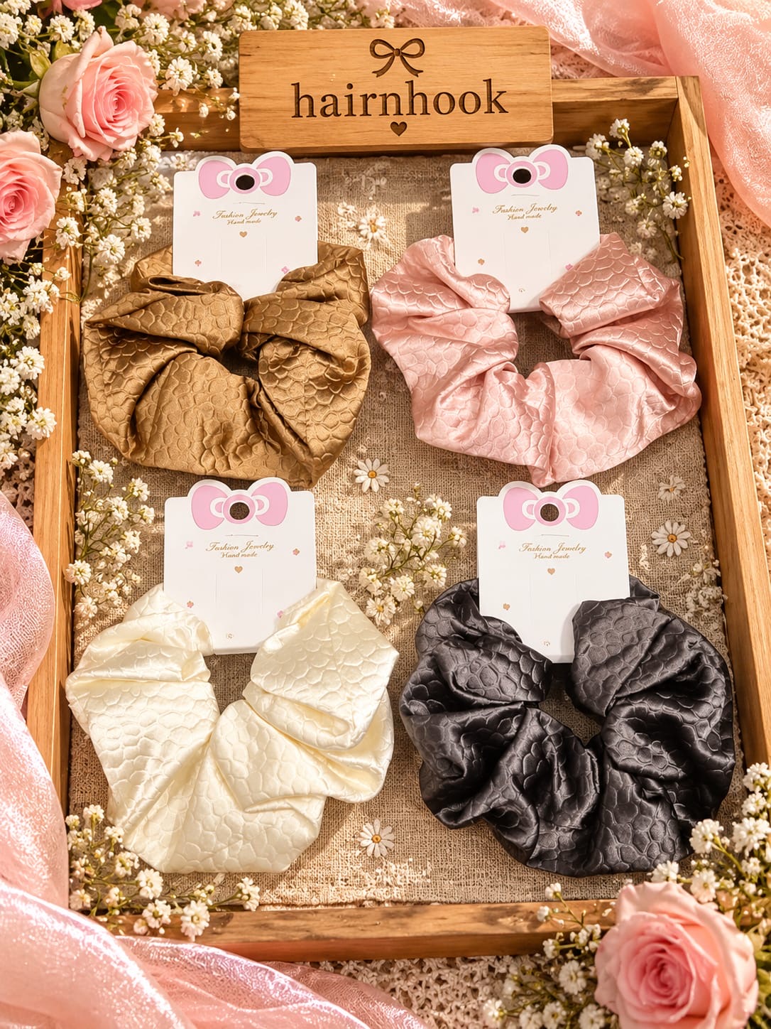 Korean scrunchie (pack of 12 mix design in one packet random design)