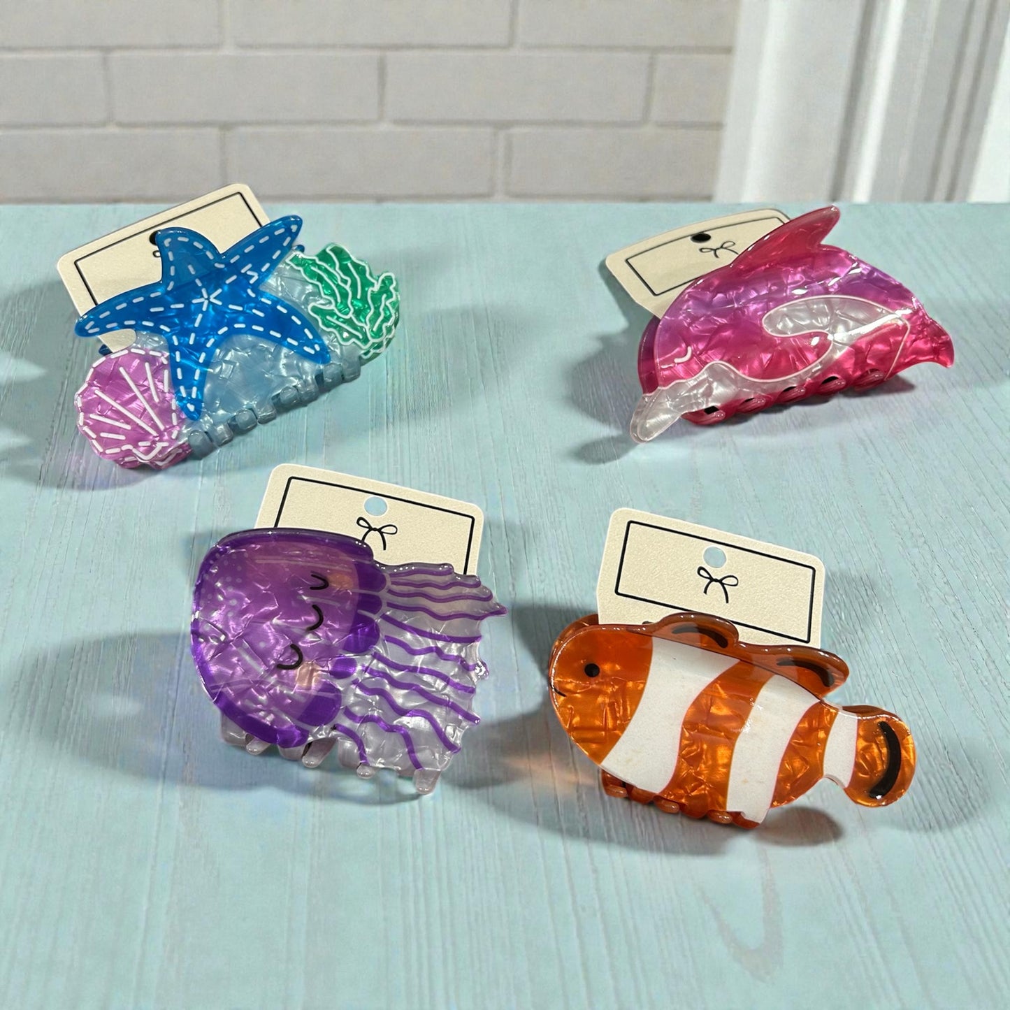 Ocean Cartoon Hair Claw Clips | Cute Sea Animal Acrylic Hair Clips for Women & Girls
( pack of 12)