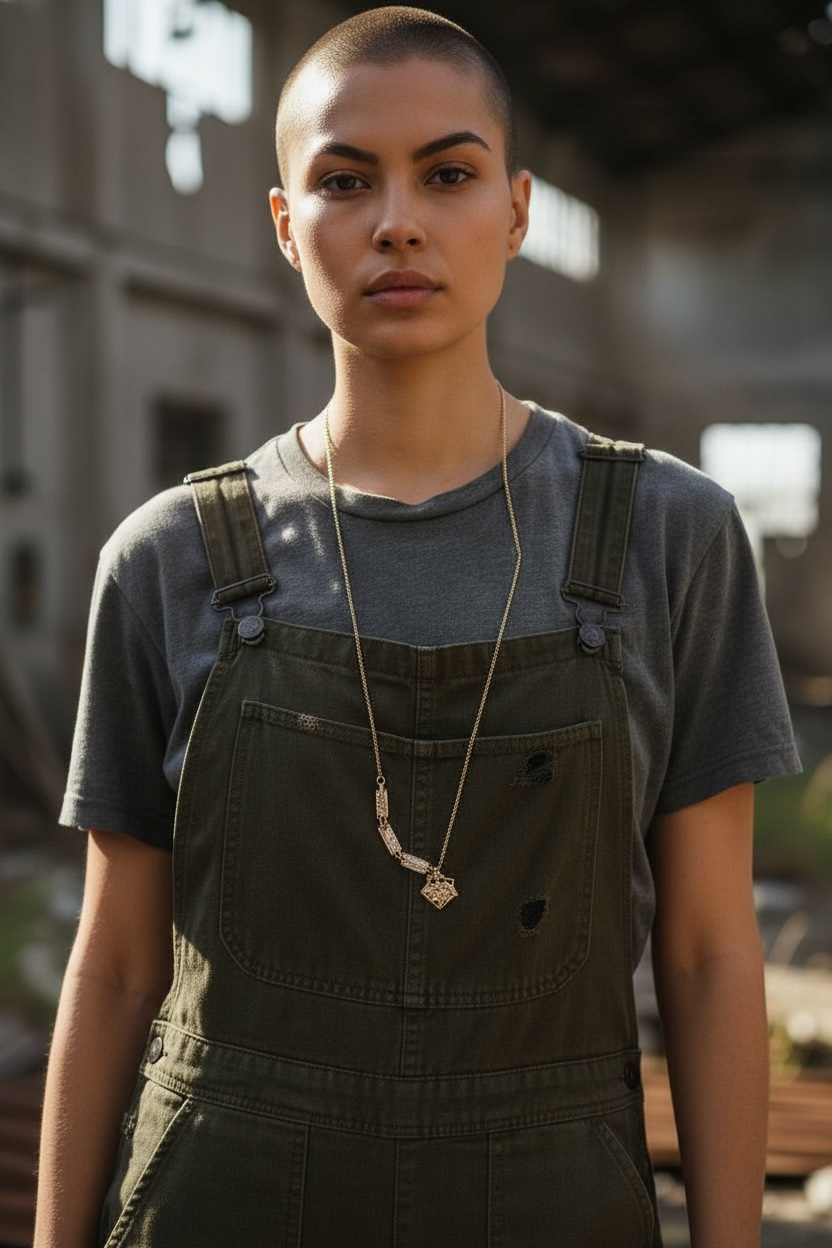 Modern Long Gold Pendant Necklace with Geometric Charm – Minimal Statement Chain for Women