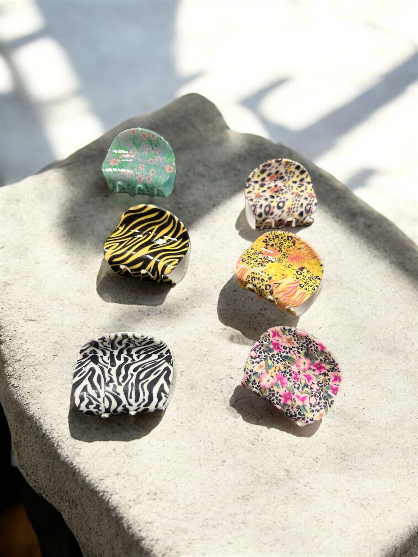 Korean Style Star Cut Mini Hair Claw Clips – Cute Printed Hair Clutcher for Girls & Women( pack of 12)