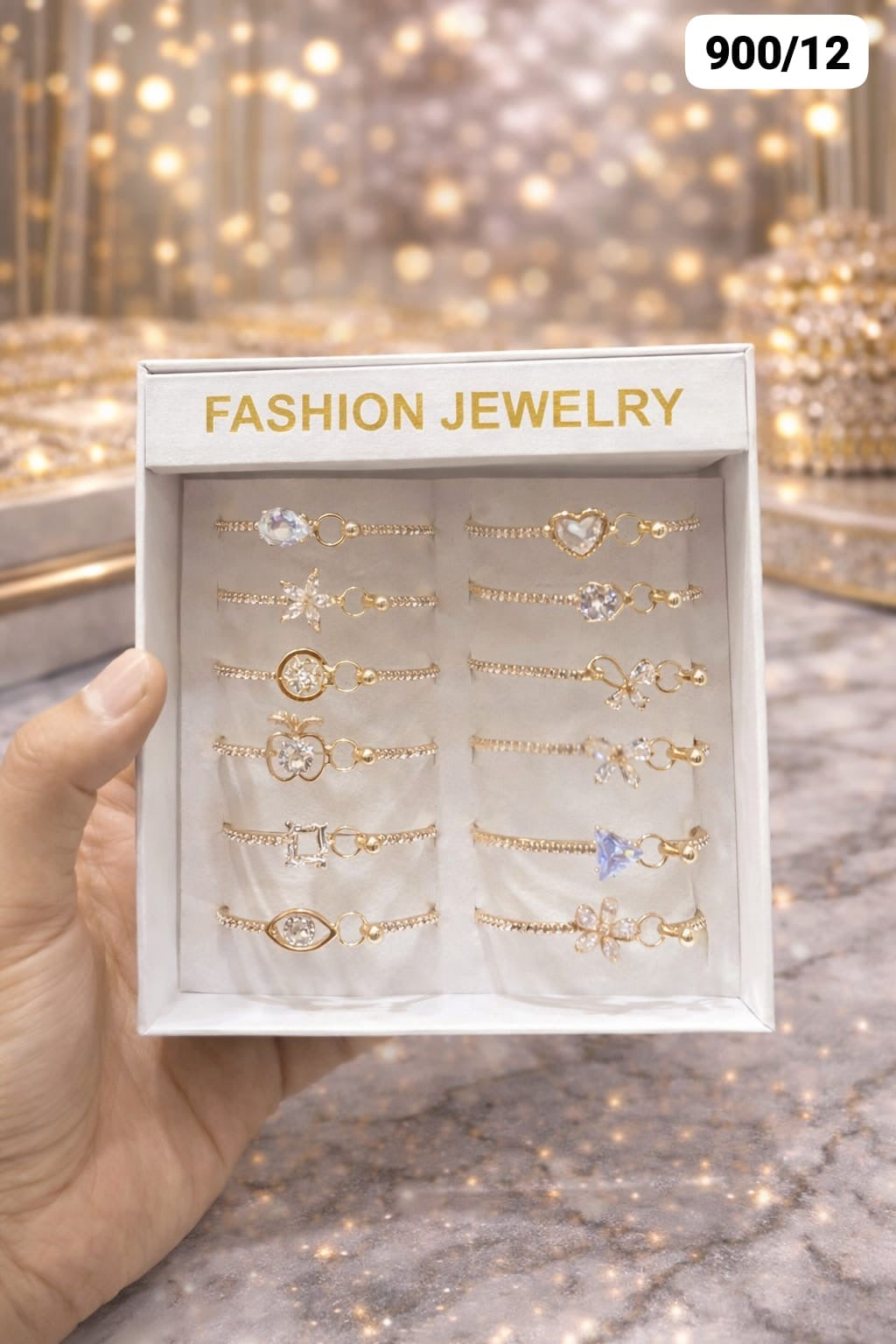 Luxury Crystal Charm Bracelet Set for Women (Pack of 12)