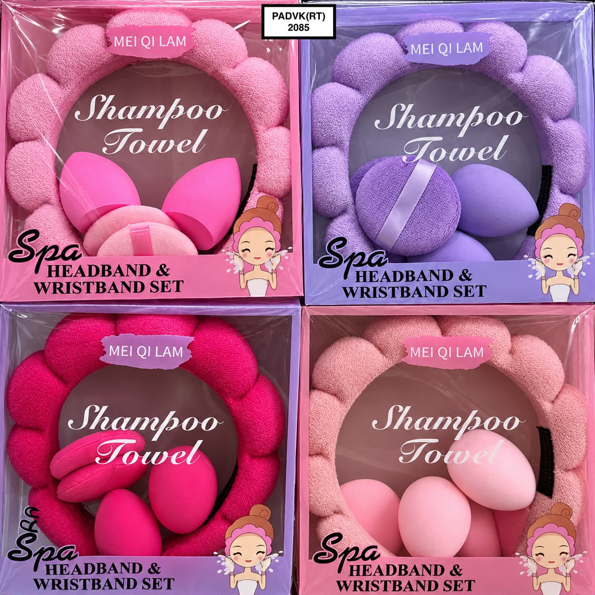 Spa Headband & Wristband Set – Soft Skincare & Face Washing Accessories(pack of 8)