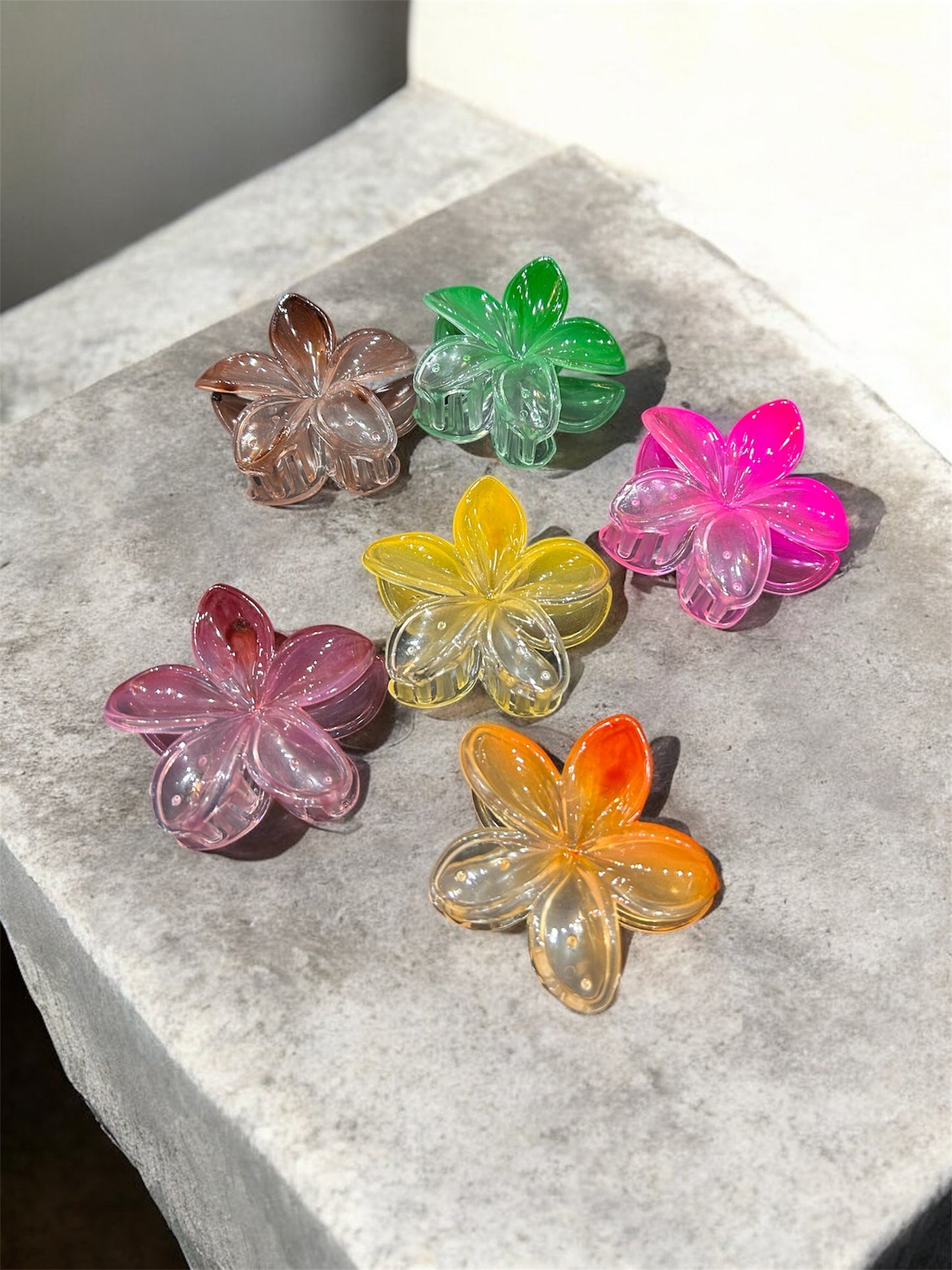 Transparent Jelly Flower Hair Claw Clip – Cute Glossy Floral Hair Accessory for Women & Girls( pack of 12)