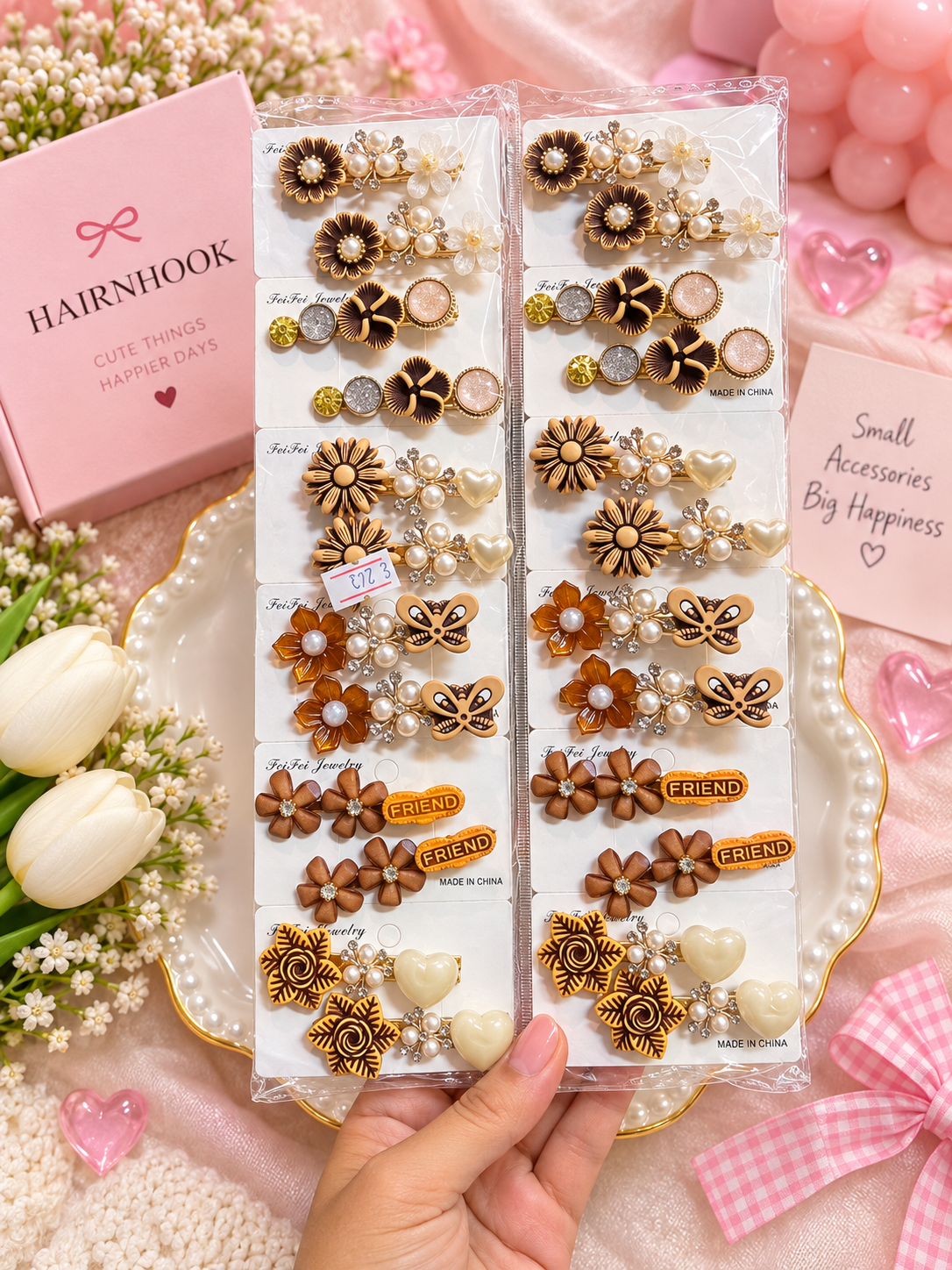Korean hair accessories pin for girls (pack of 12)