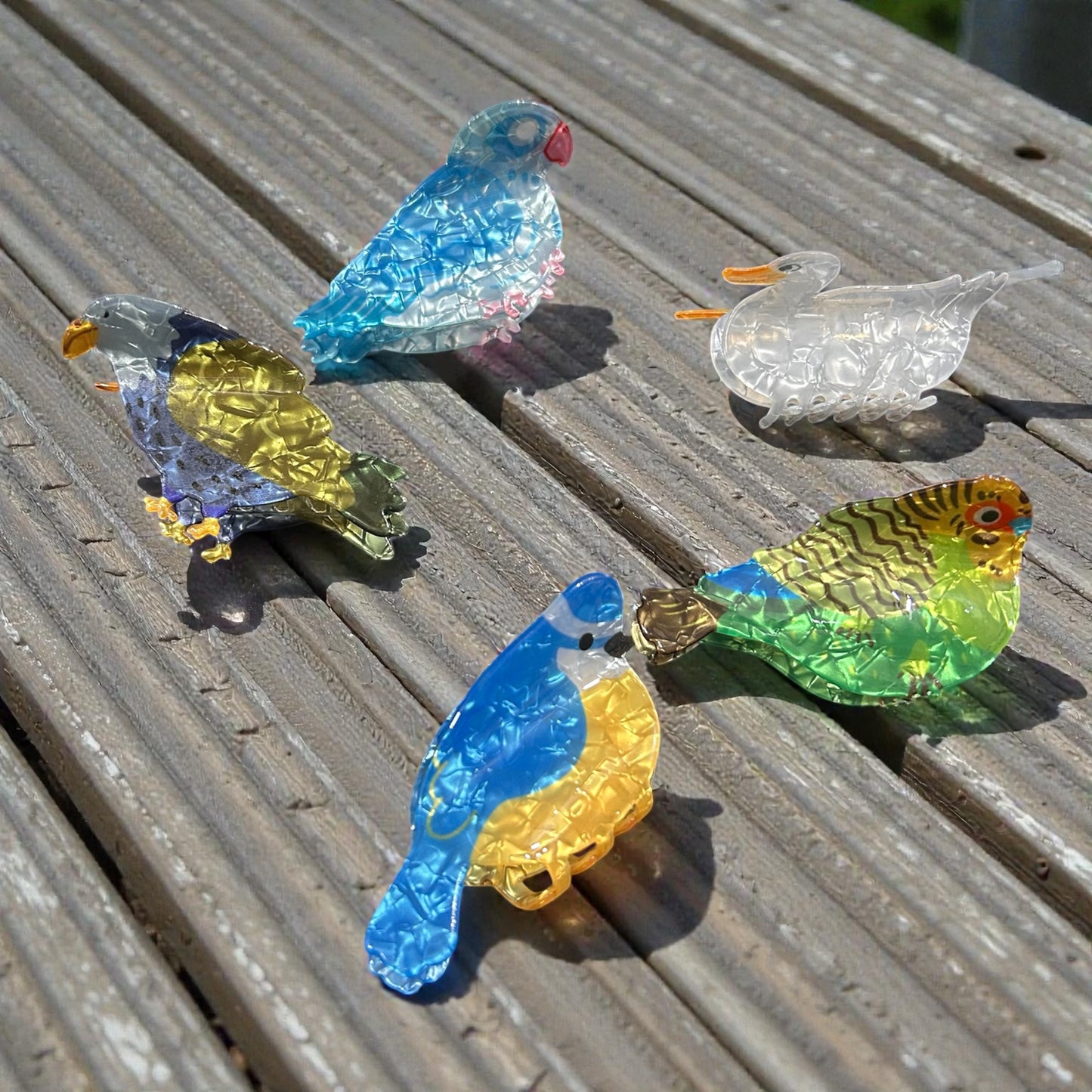 Cute Bird Shape Hair Claw Clips | Colorful Acrylic Cartoon Bird Hair Clips for Women & Girls( pack of 12)