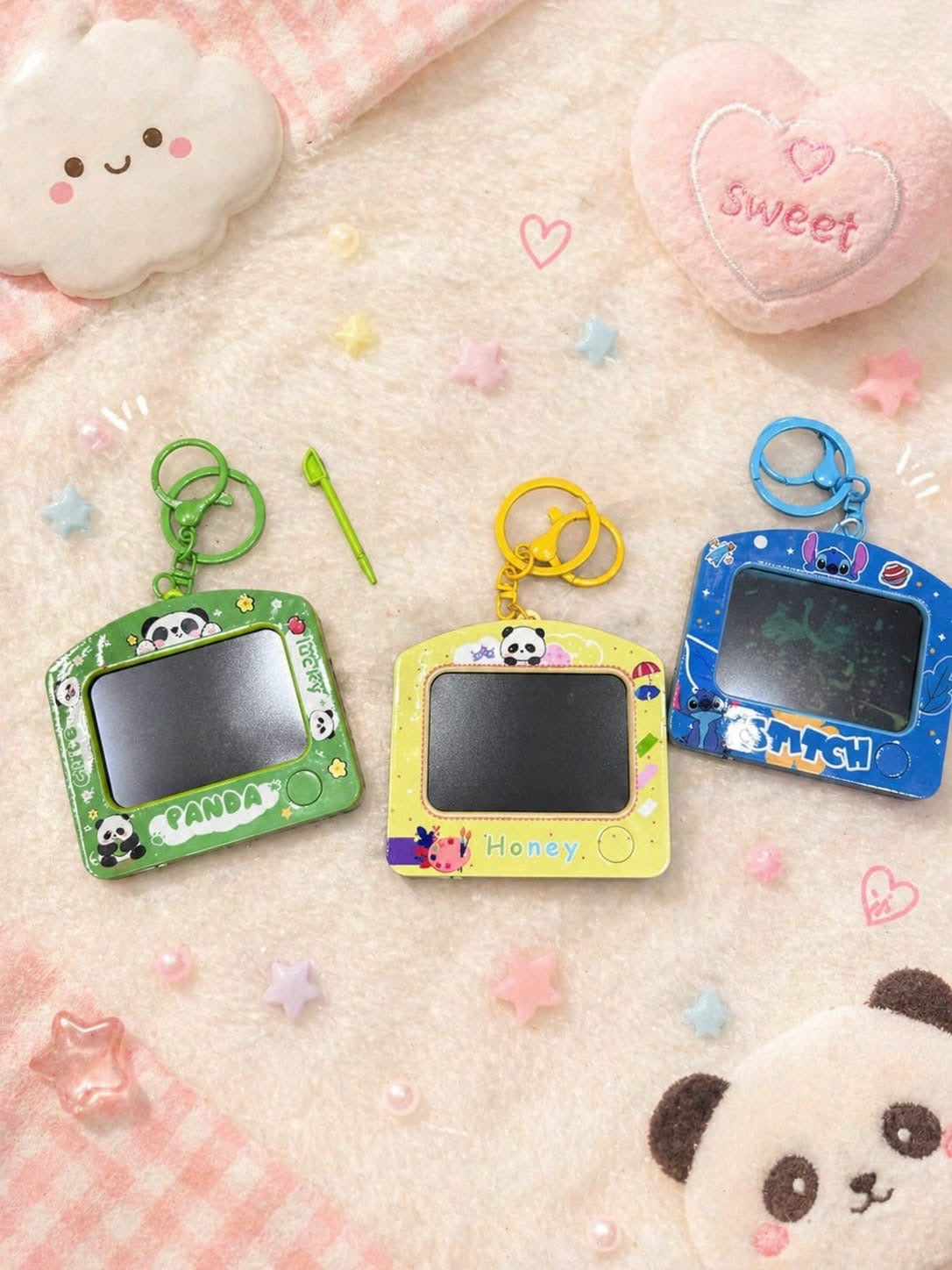 Kawaii LCD Writing Tablet Keychain β Cute Mini Drawing Pad for Kids & Notes(pack of 12)