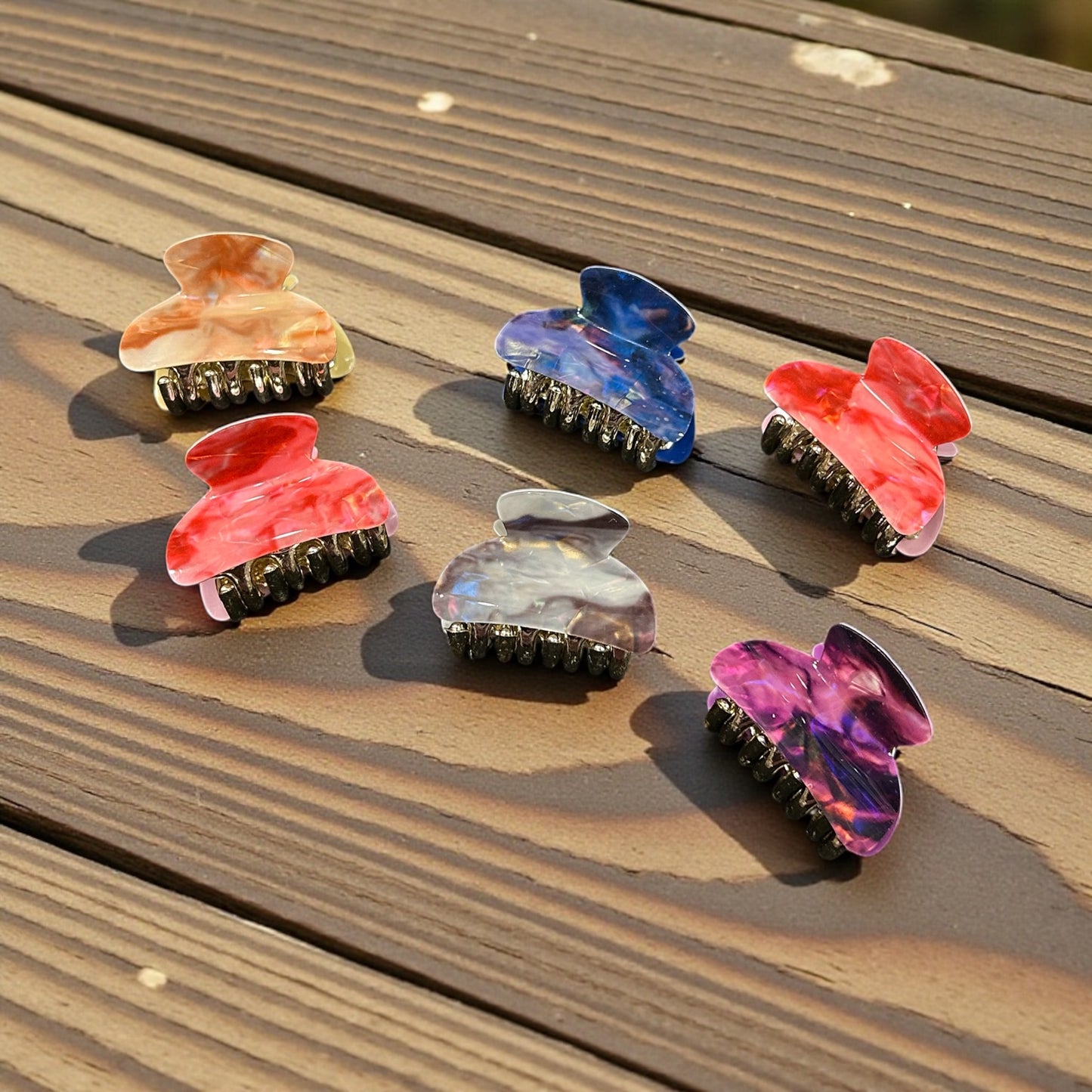 Marble Print Hair Claw Clips | Stylish Strong Grip Acrylic Hair Accessories mini ( pack of 12)