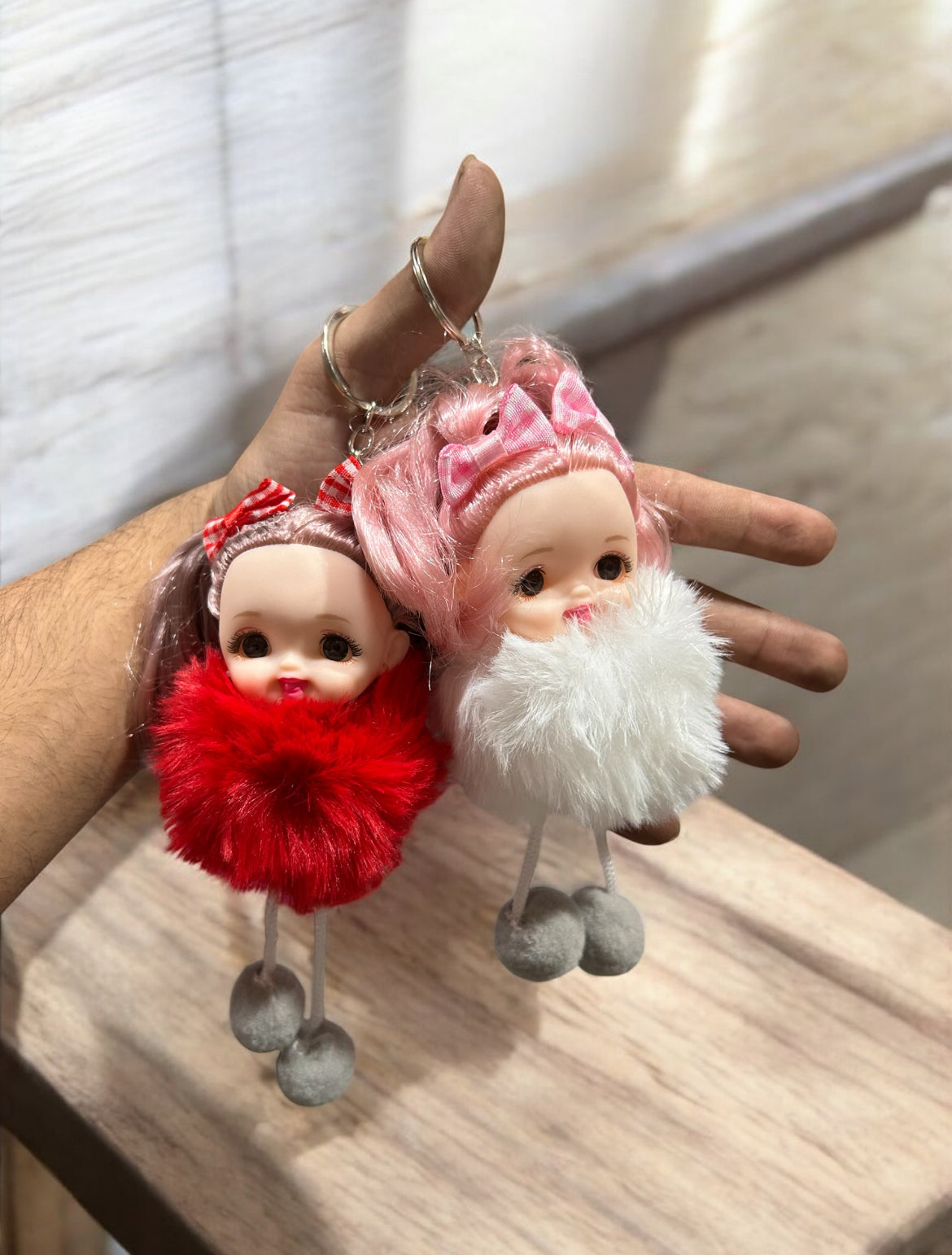 π Cute Fluffy Baby Doll Keychain β Kawaii Fur Doll Bag Charm β¨( pack of 12)