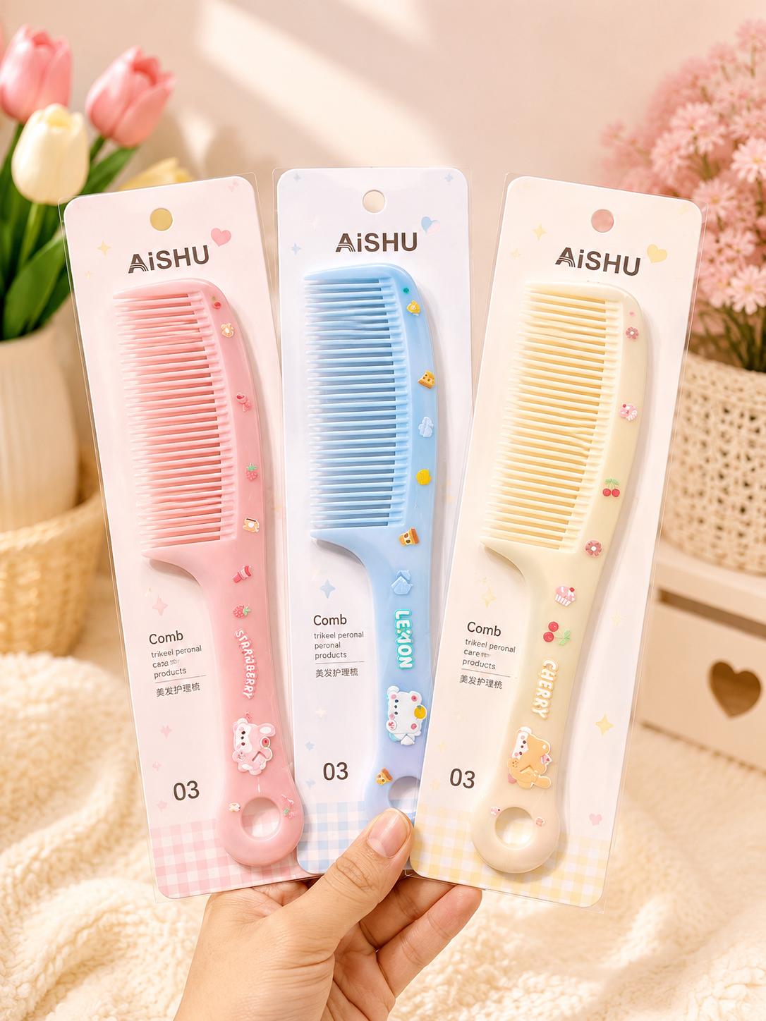 Korean Kawaii Cartoon Hair Comb πΈβ¨( pack of 12)