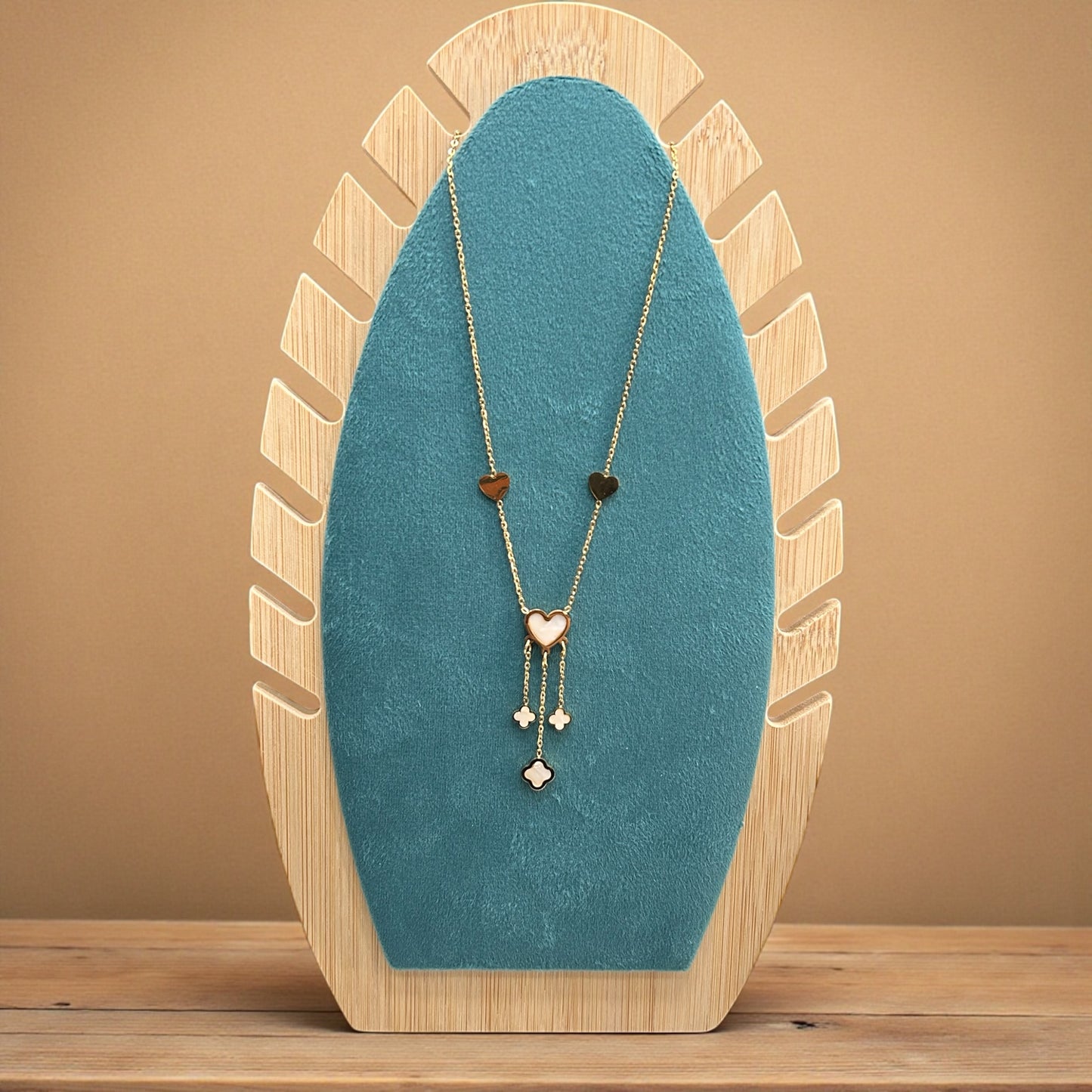 Anti-Tarnish Multi-Heart Drop Charm Gold Necklace( pack of 3)