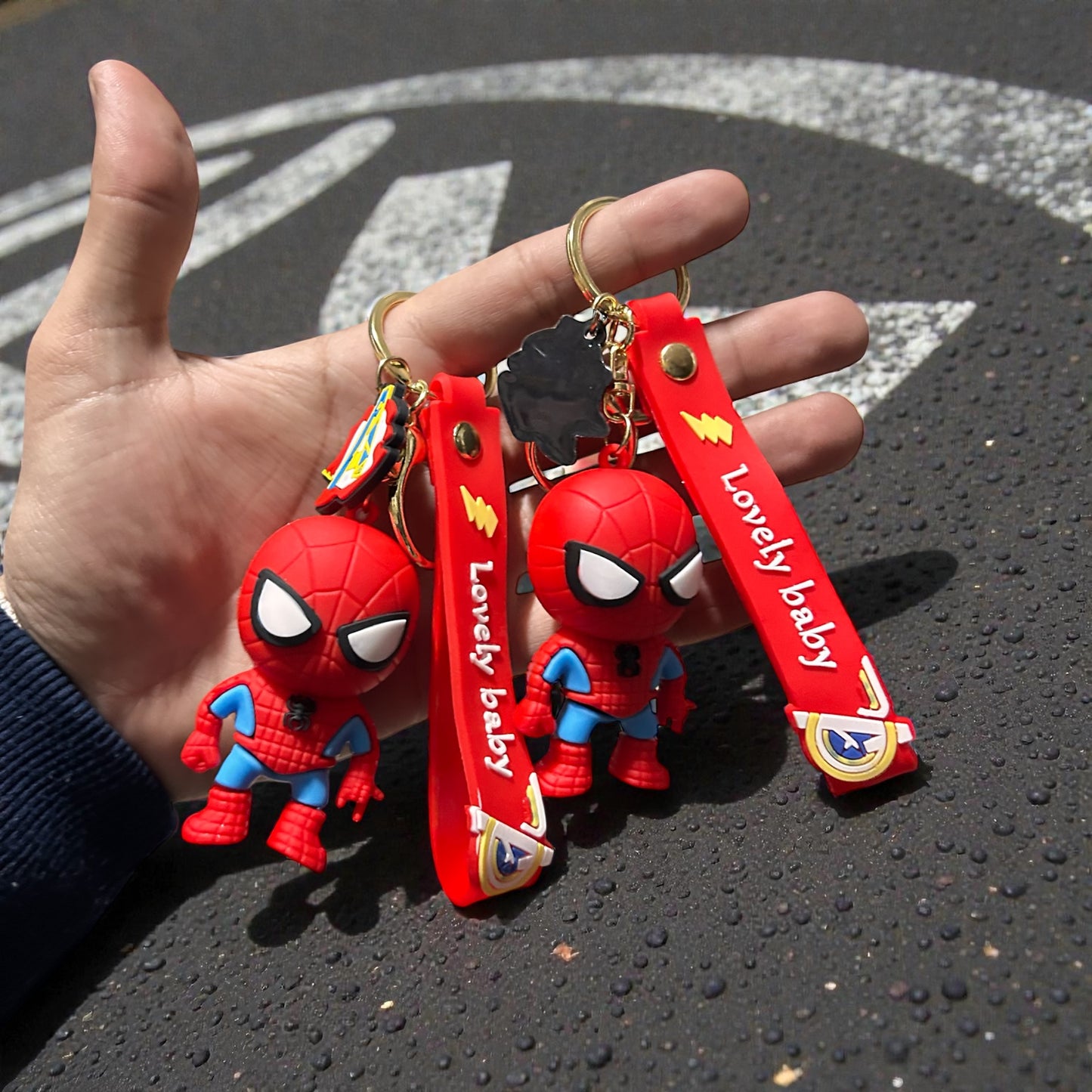 Spider-Man Cartoon Keychain Set | Cute 3D Hero PVC Key Ring with Strap (Pack of 12)