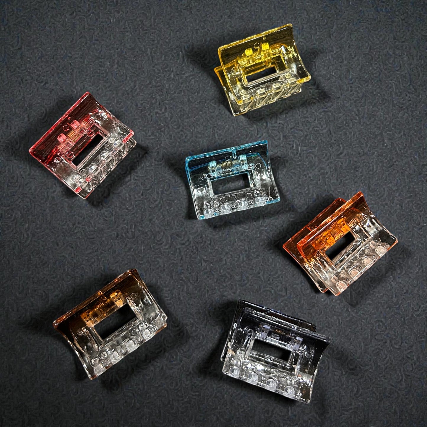 Mini Transparent Rectangle Hair Claw Clips | Clear Acrylic Hair Clips in Assorted Colors( pack of 12)