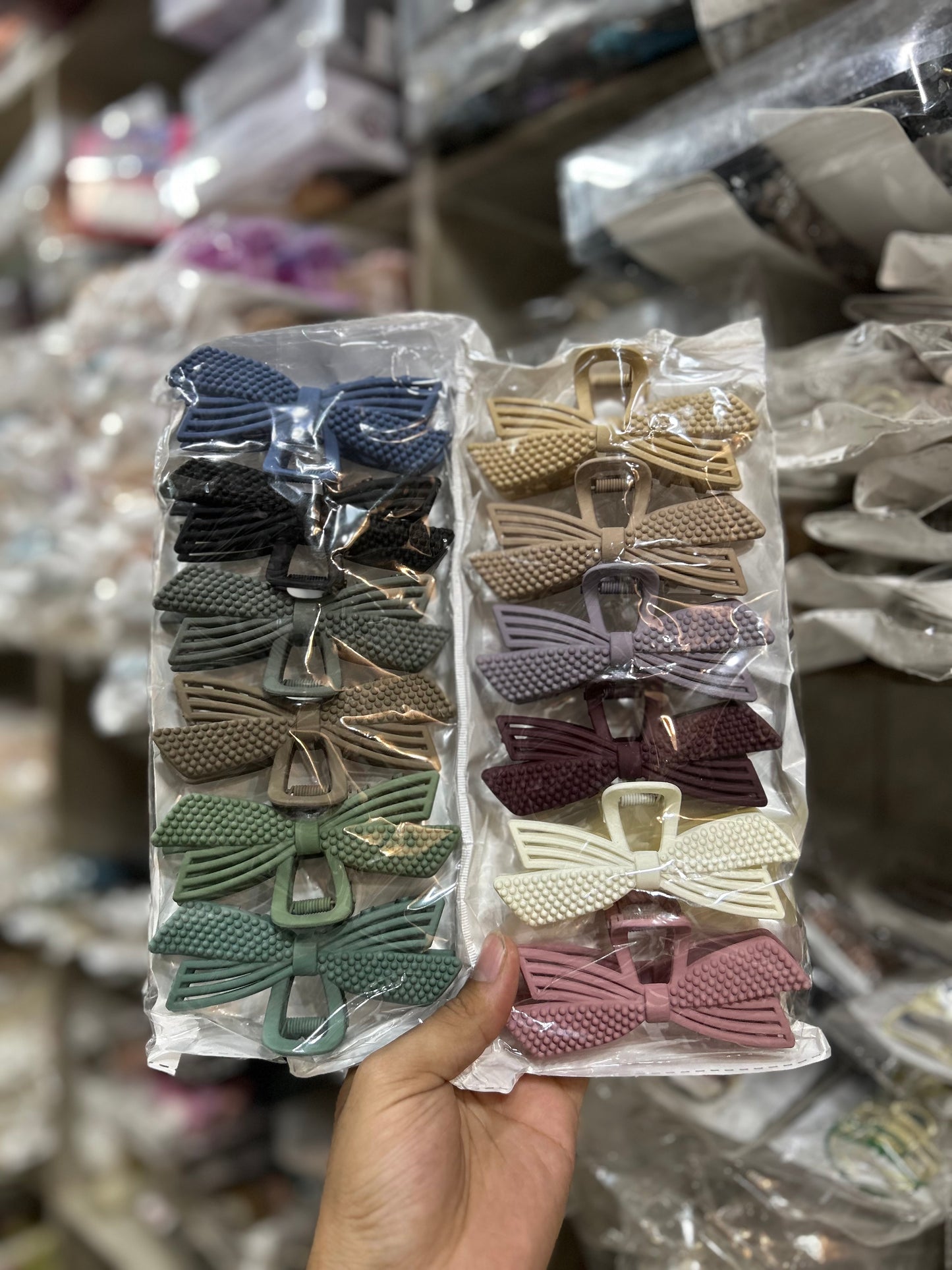 Elegant Textured Bow Hair Clips β Multi Color Clutcher Set(pack of 12)