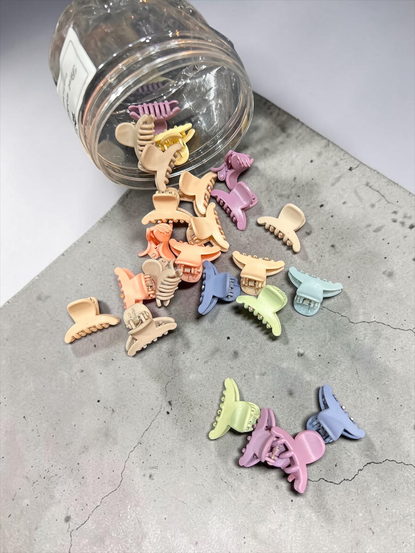 Pastel Mini Claw Clips Jar Set | Korean Style Hair Clutcher Collection( pack of 24)