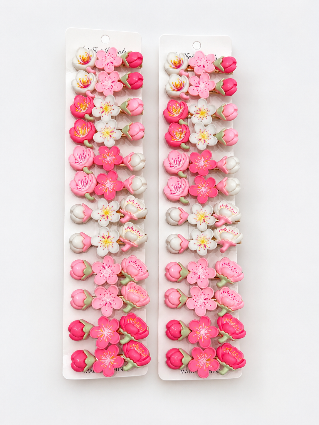 Korean Floral Hair Clip Set – Cute Blossom & Tulip Snap Clips(pack of 12)