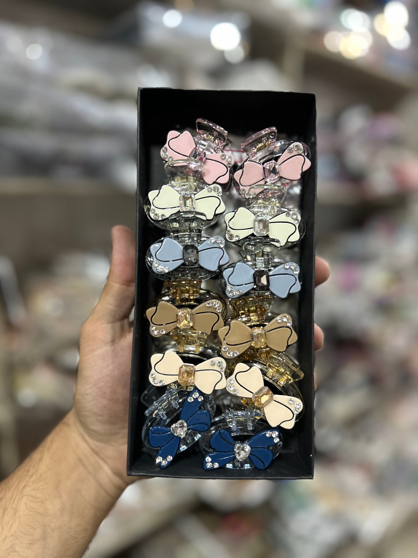 Cute Floral Crystal Hair Claw Clip Set (pack of 12)