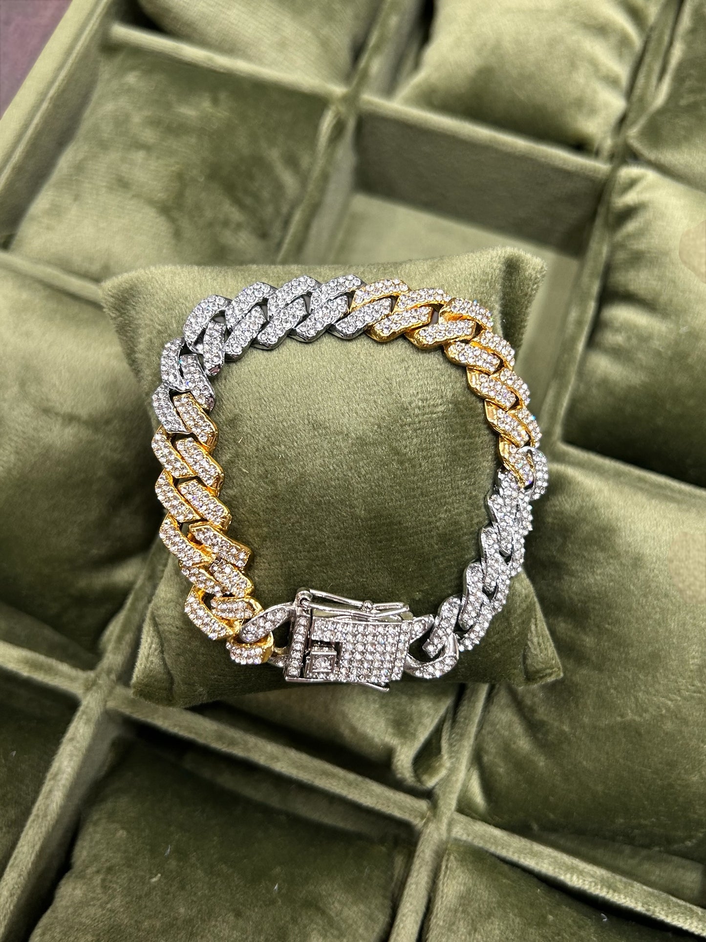 Luxury Iced Cuban Link Bracelet | Premium Bling Statement Wristwear(pack of 2)