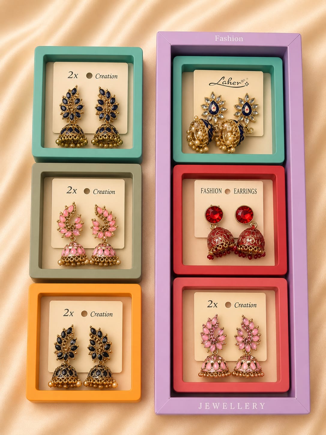 Indian style earrings for woman (pack of 6)