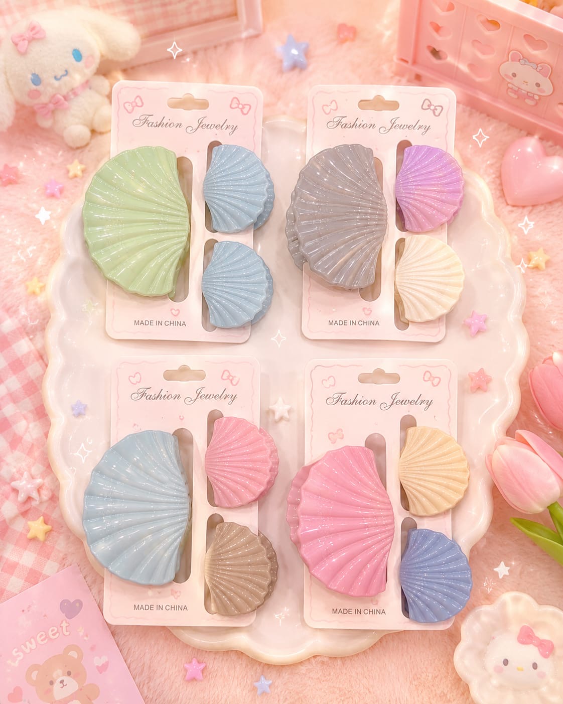 Korean hair claw combo (pack of 12 sets)