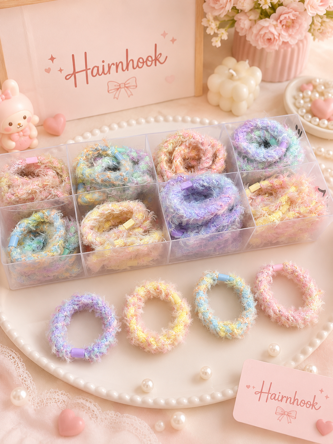 Korean rubber band for girls and woman (pack of 100piece mix design)
