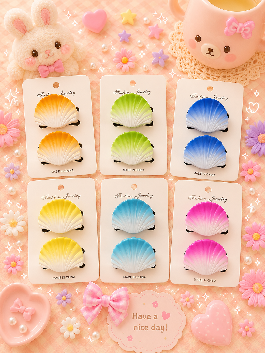 Korean 2 piece combo hair claw clip ( pack of 12 sets)