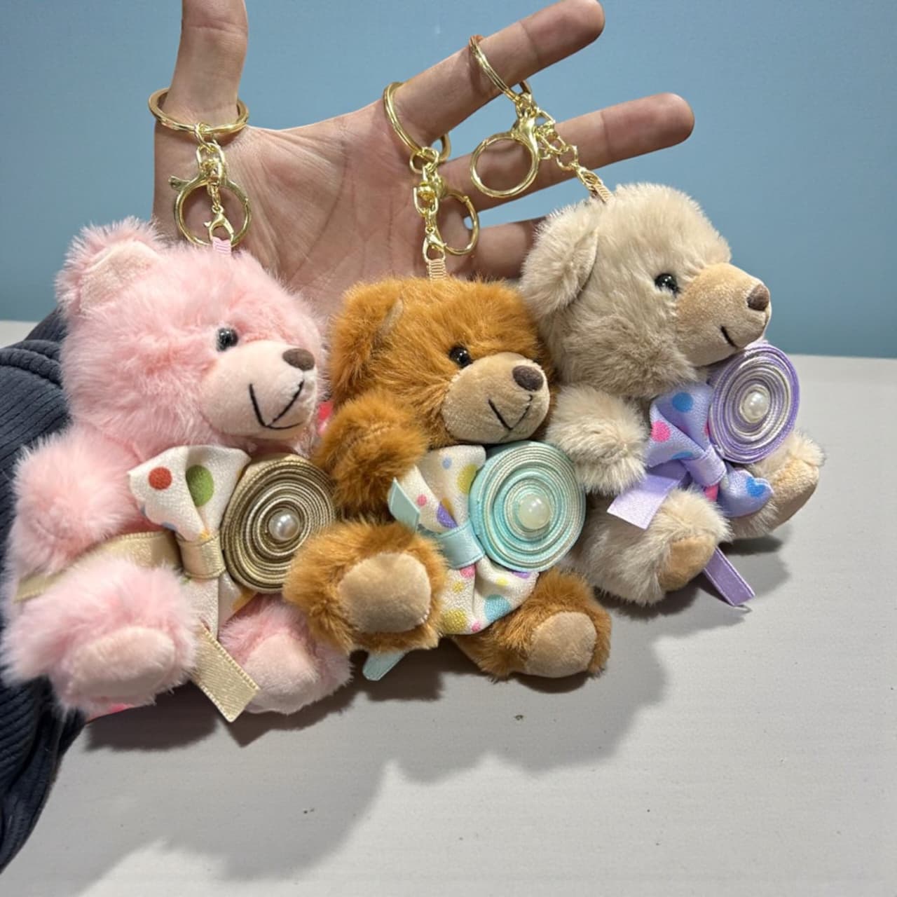 Cute Teddy Bear Plush Keychain | Soft Fur Teddy Bag Charm | Fancy Key Ring( pack of 6)