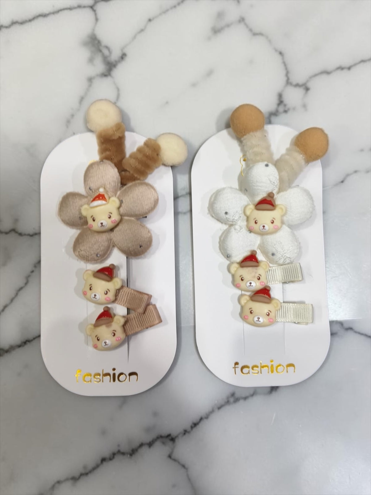 Cute Teddy Flower Hair Clip Set for Girls | Plush Bear Hair Accessories Combo | Soft Kids Hair Clips(pack of 12)