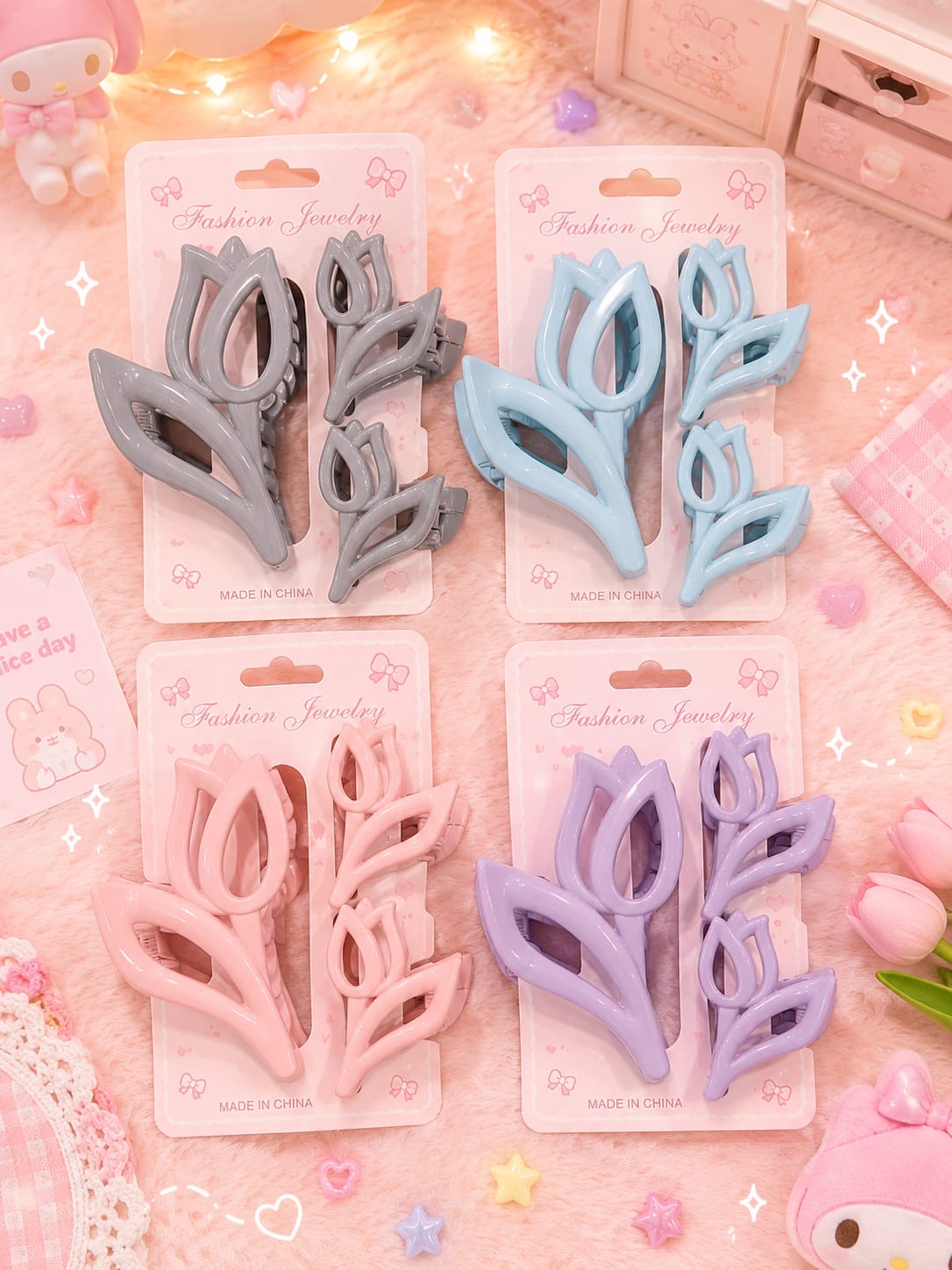 Korean hair claw combo (pack of 12 sets)