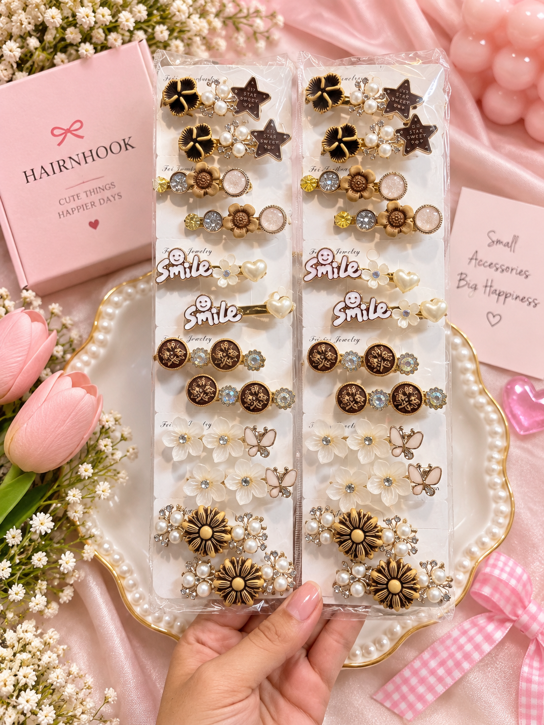 Korean hair accessories pin for girls (pack of 12)