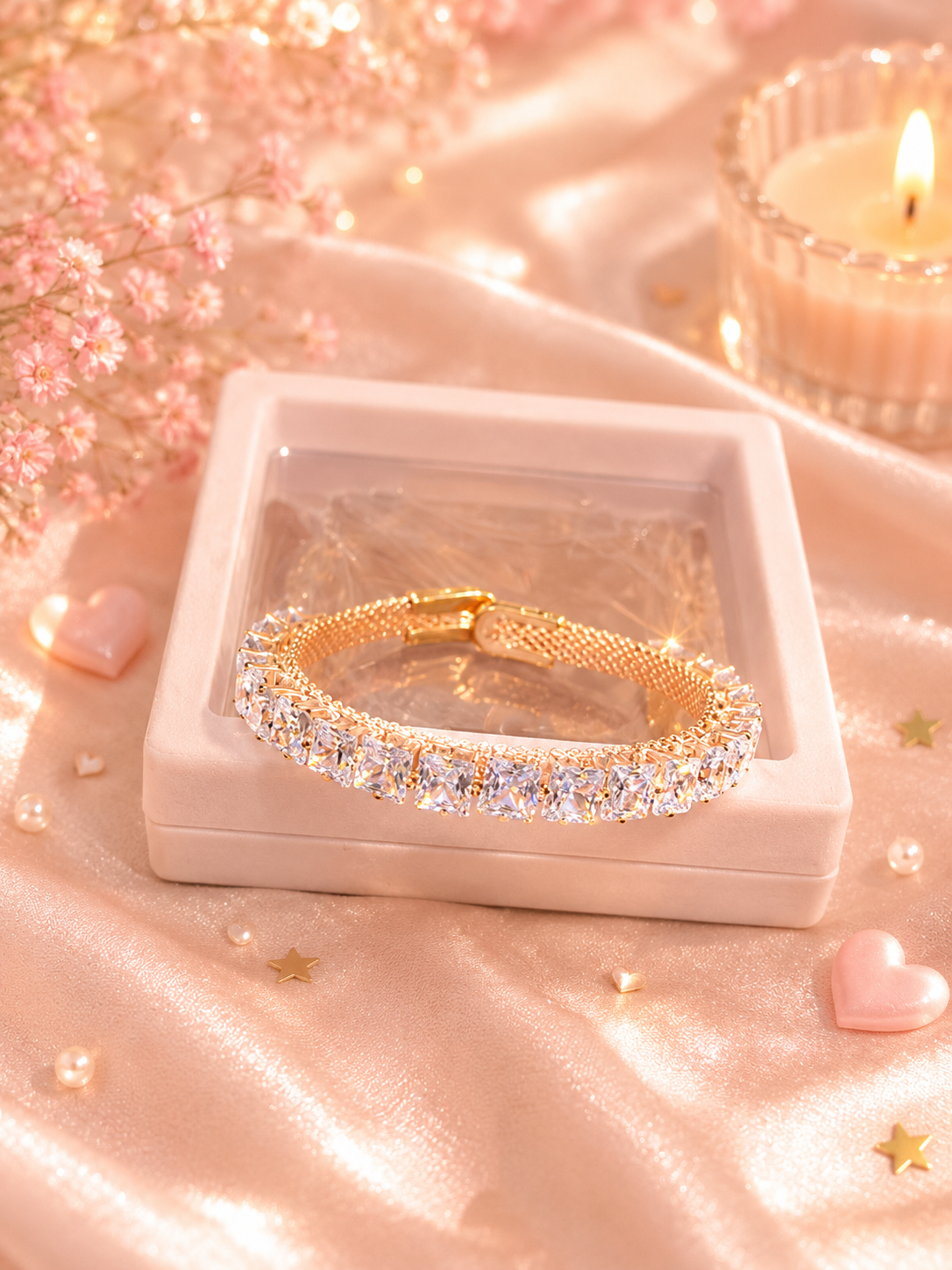 Luxe Royale Crystal Tennis Bracelet(pack of 2) with floating box