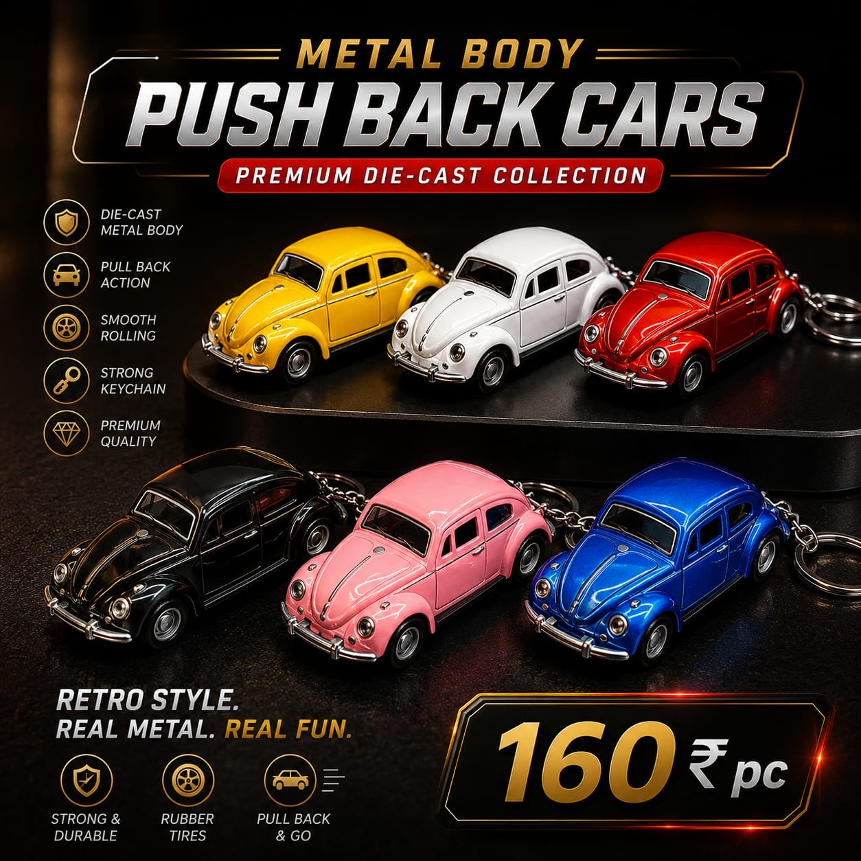 Metal Body Push Back Cars β Premium Die-Cast Collection(pack of 6)
