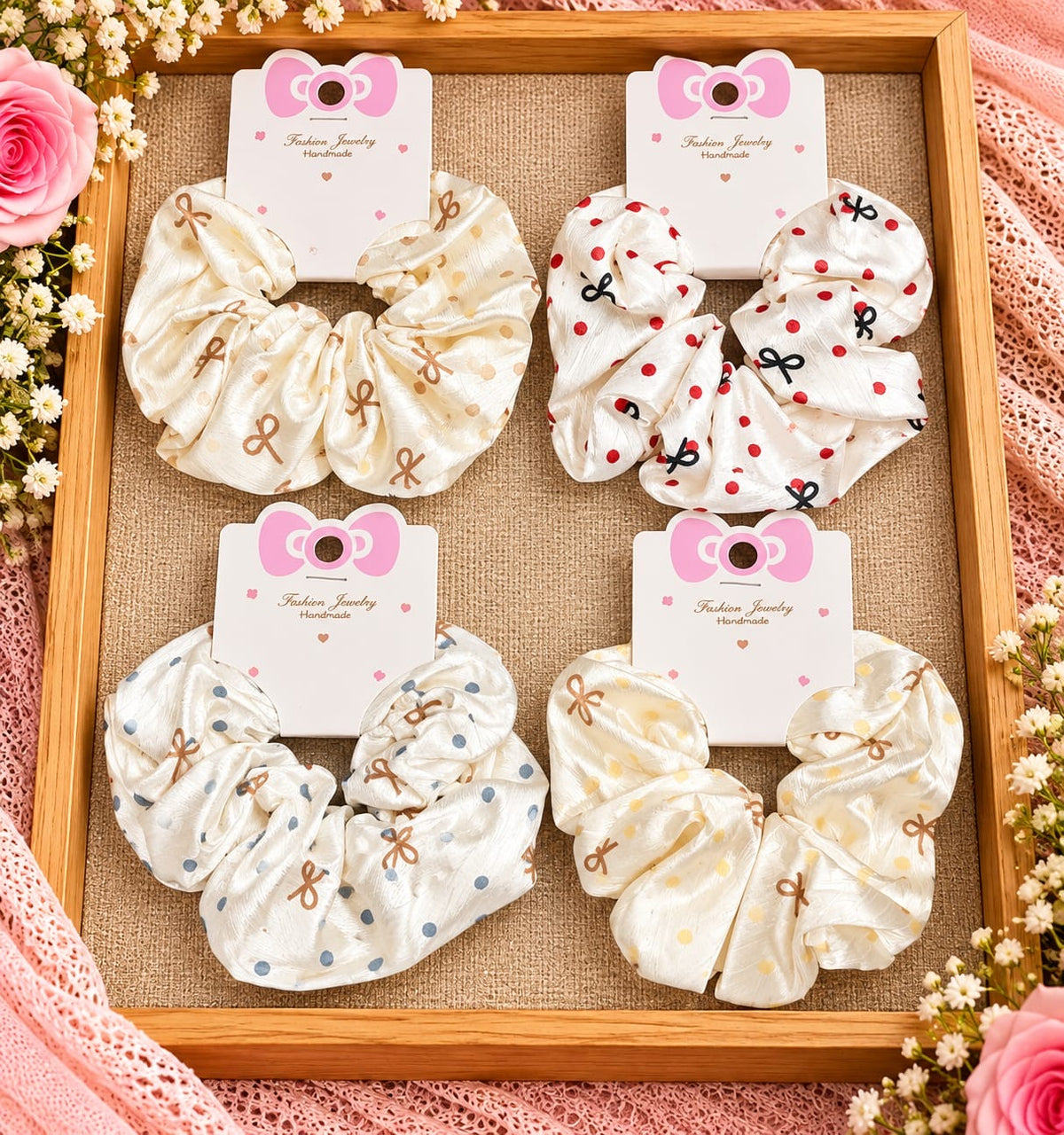 Korean scrunchie (pack of 12 mix design in one packet random design)