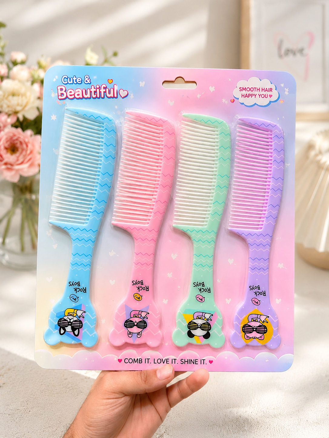 Korean Kawaii Cartoon Hair Comb πΈβ¨( pack of 12)