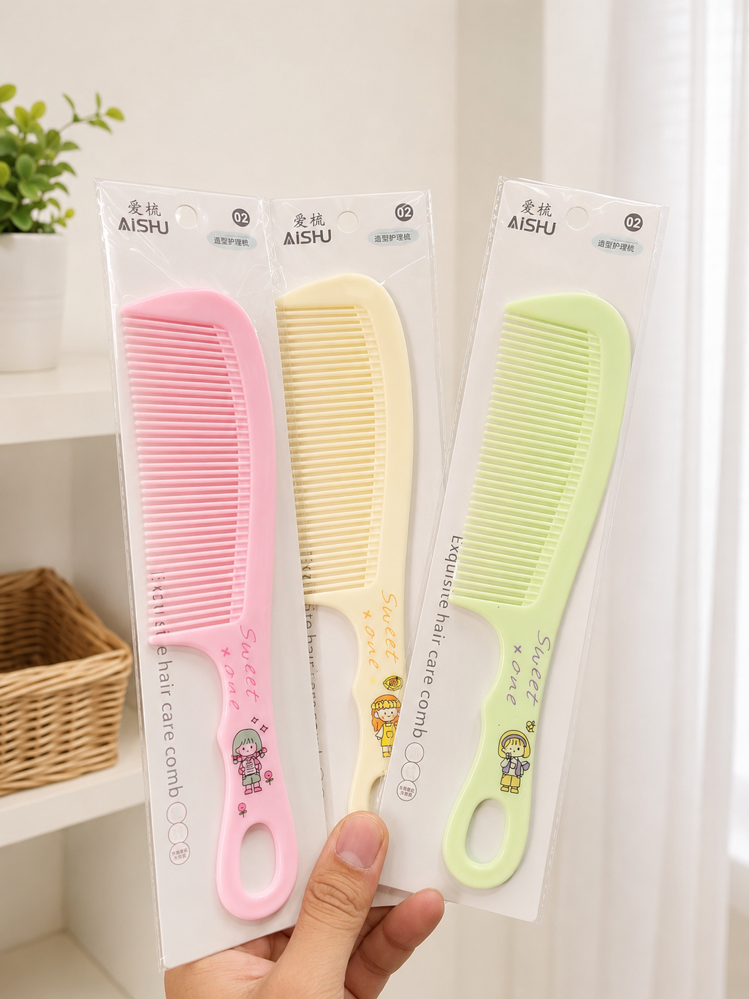 Pastel Wide Tooth Hair Comb for Women & Girls | Cute Anti-Tangle Styling Comb(pack of 20)