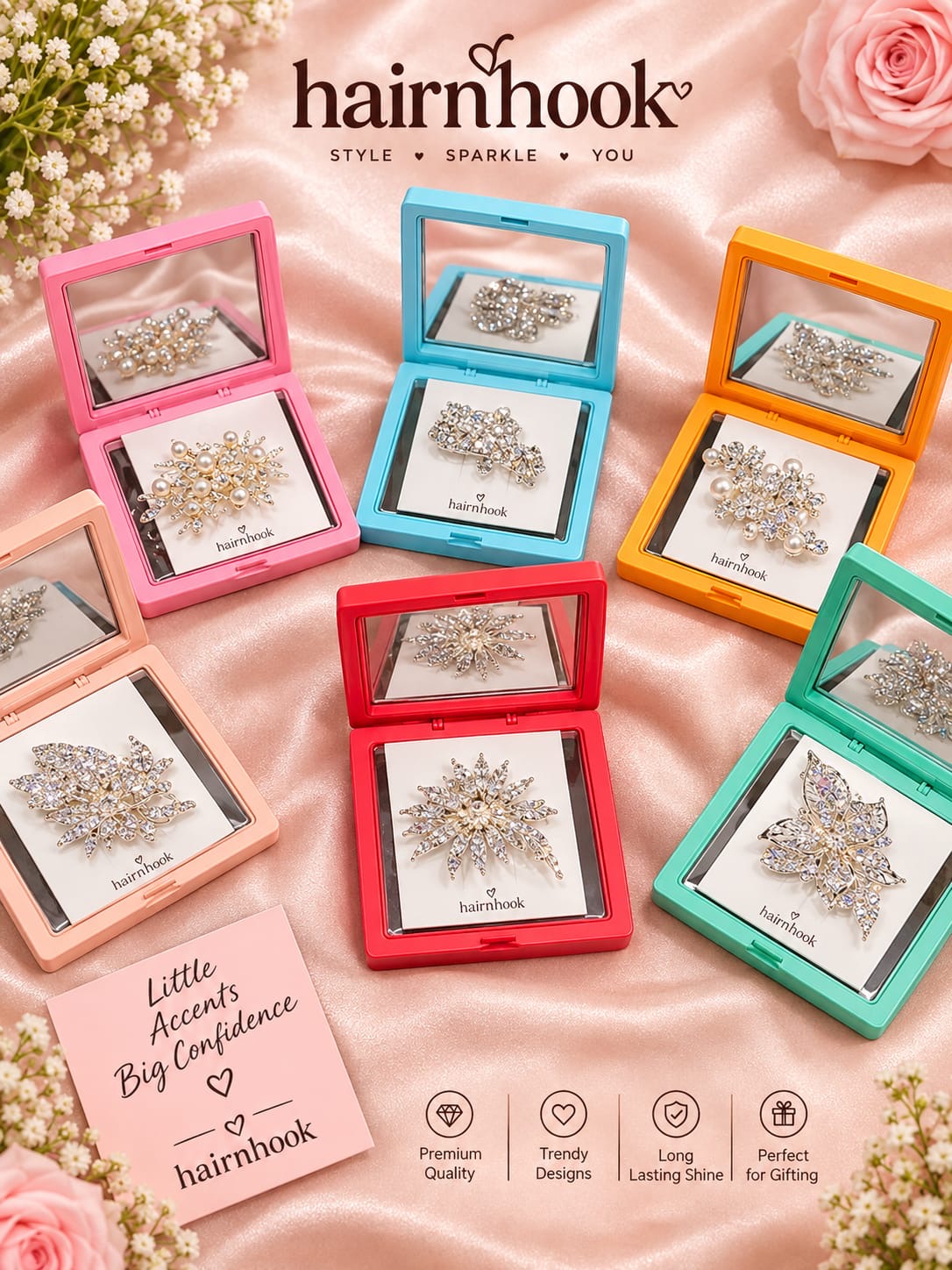 Korean premium brooches (pack of 6) mix design