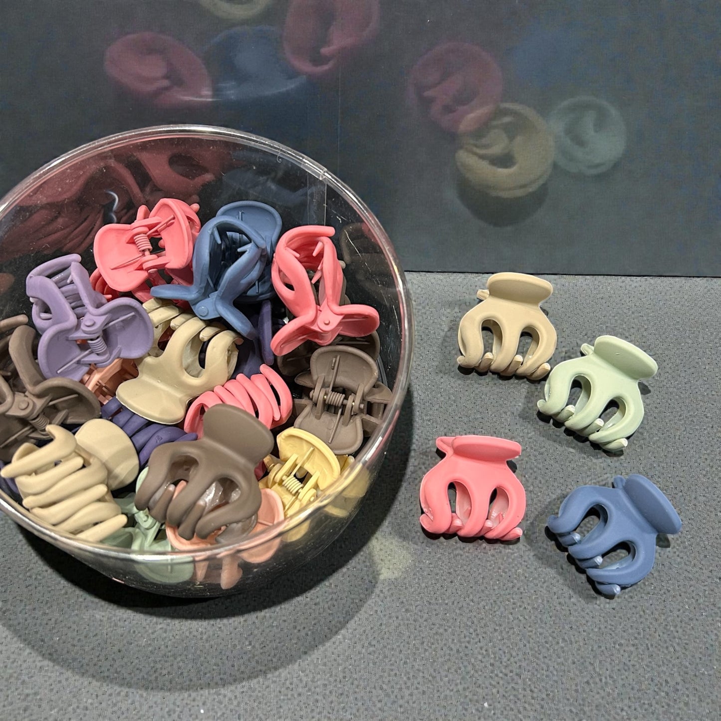 Mini Matte Hair Claw Clips – Soft Pastel Colors( pack of 24)