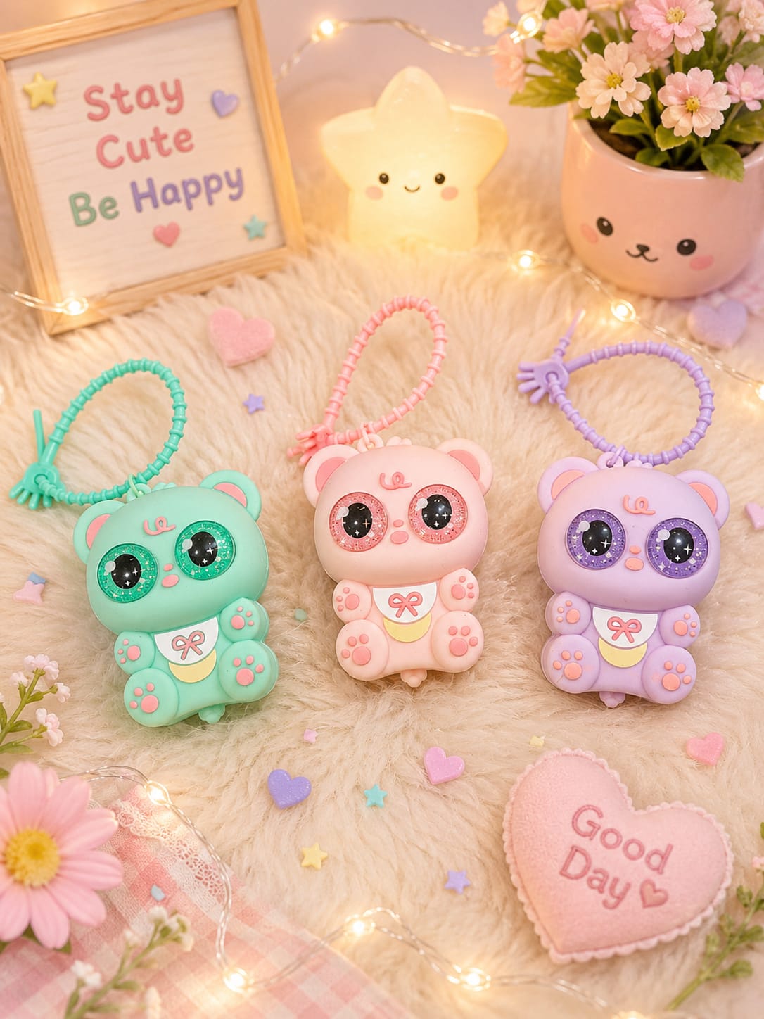 Cute Eye Pop-Up Bear Keychain Toy | Kawaii Stretch Eye Popper(pack of 6)