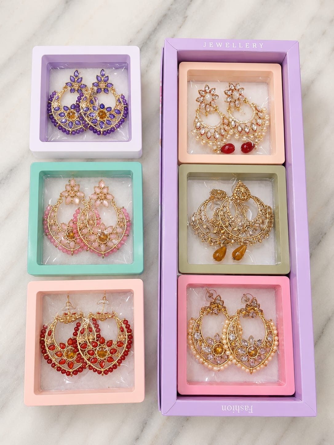 Indian style earrings for woman (pack of 6)
