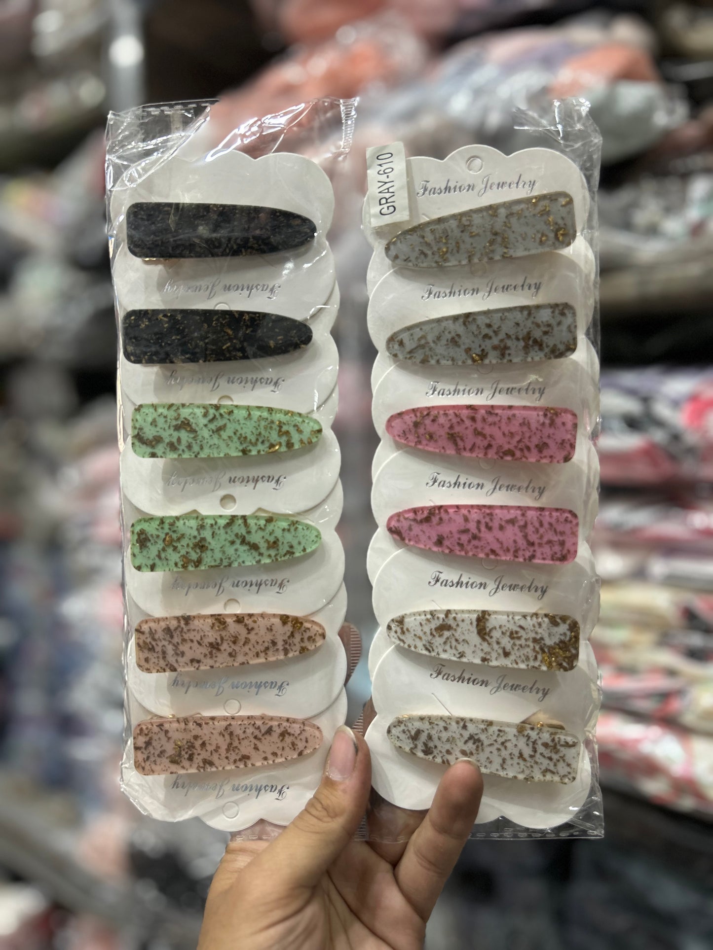 Korean Glitter Snap Hair Clips Set (pack of 12)