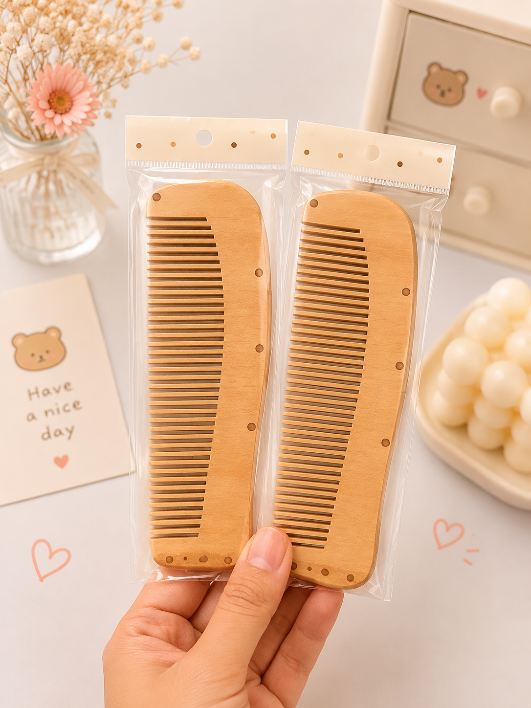 Natural Wooden Wide-Tooth Hair Comb – Anti-Static Detangling Comb for Women & Men(pack of 12)