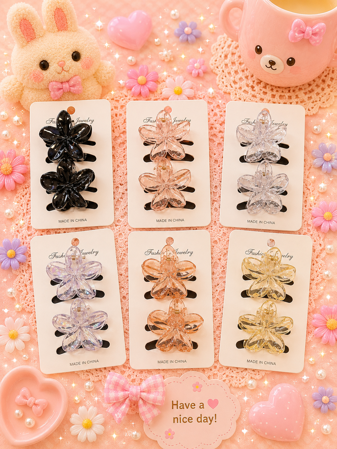 Korean 2 piece combo hair claw clip ( pack of 12 sets)