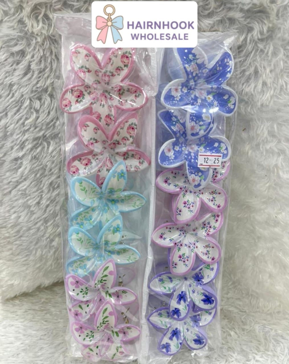 Pastel Floral Hair Claw Clips Set | Soft Color Flower Design | Wholesale Hair Accessories
( pack of 12)
